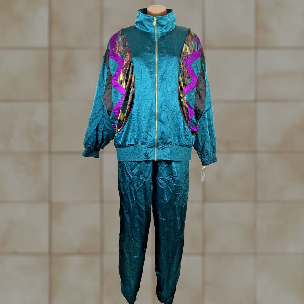 Vintage Vintage Lavon Womens Tracksuit 2 Piece Jacket & Pants XL Satin Velvet NWT NEW 80s Size 40" / US 18 - 1 Thumbnail