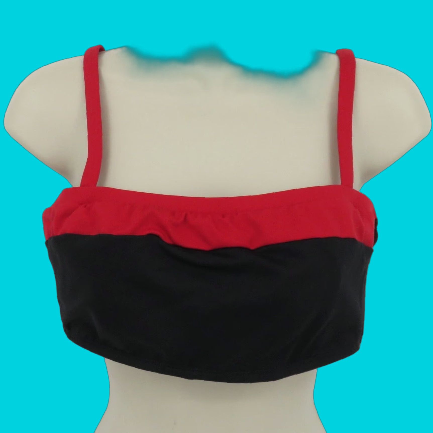 Ralph Lauren VINTAGE 90s Lauren Ralph Lauren Women Bikini Top Lined Spaghetti Strap Black Red 14 NYLON Top Womens Size XL / US 12-14 / IT 48-50 - 1 Thumbnail