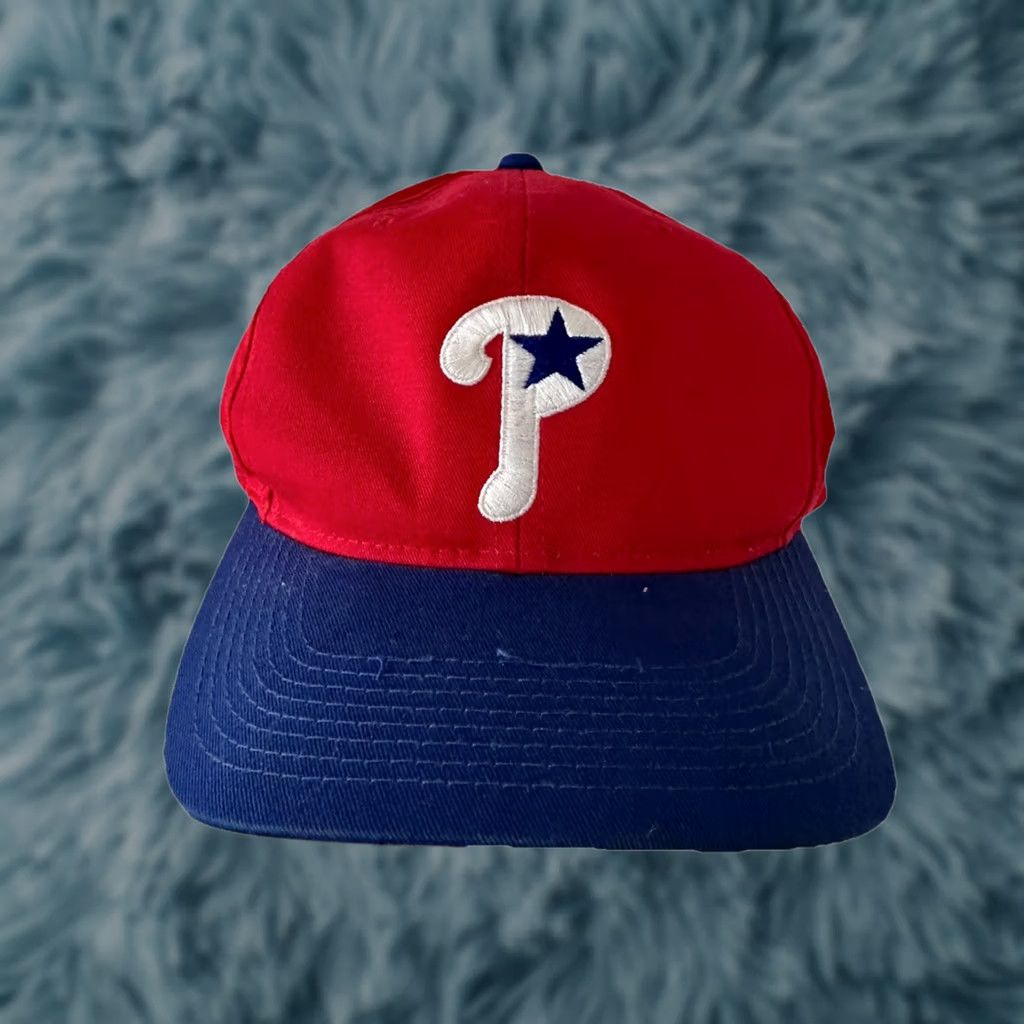 MLB VINTAGE 90s Philadelphia Phillies MLB Baseball Snapback Hat Red New without Tags Size ONE SIZE - 1 Thumbnail
