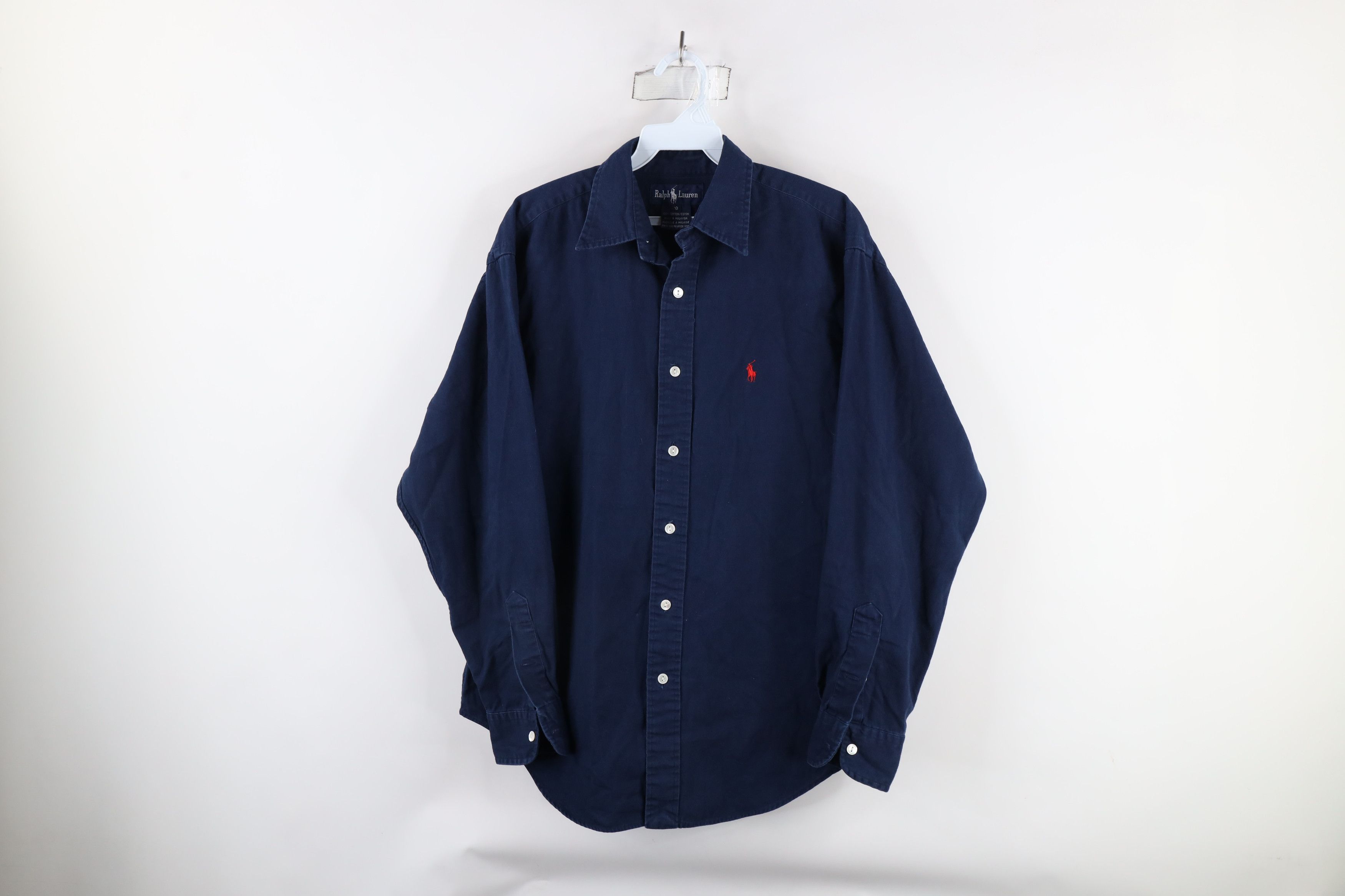 Ralph Lauren × Vintage Vintage 90s Ralph Lauren Collared Button Shirt Blue Cotton Size L / US 10 / IT 46 - 1 Thumbnail