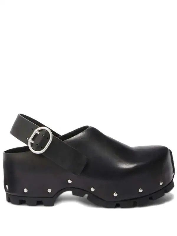 Jil Sander o1loc1c0426 Stud Embellished Leather Clogs in Black Size US 10 / IT 40 - 1 Thumbnail