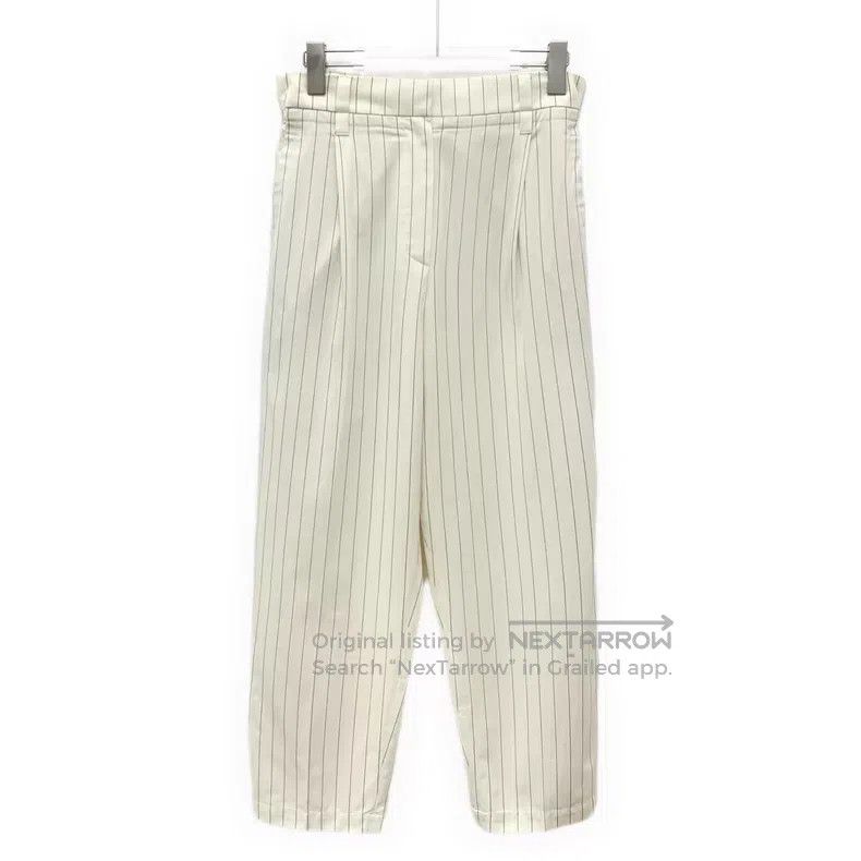 Brunello Cucinelli Brunello Cucinelli White Vertical Striped Cotton Casual Lo Size 26" / US 2 / IT 38 - 1 Thumbnail