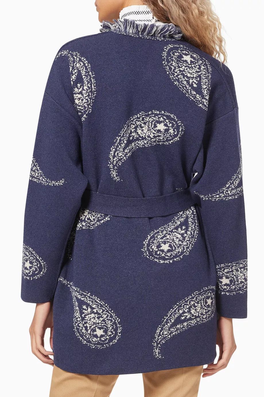 Marella Marella Sonale Cardigan in Cashmere Jacquard Wool Blend Size M / US 6-8 / IT 42-44 - 6 Thumbnail