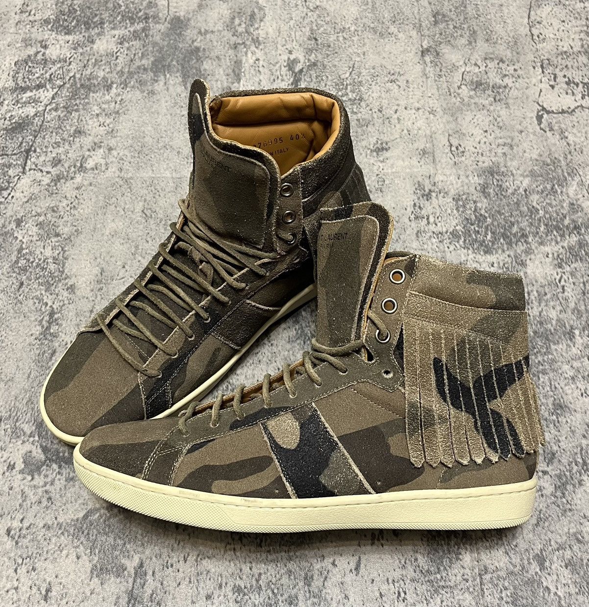 Saint Laurent Paris Saint Laurent High Top Sneakers Camouflage Size US 7.5 / EU 40-41 - 1 Thumbnail