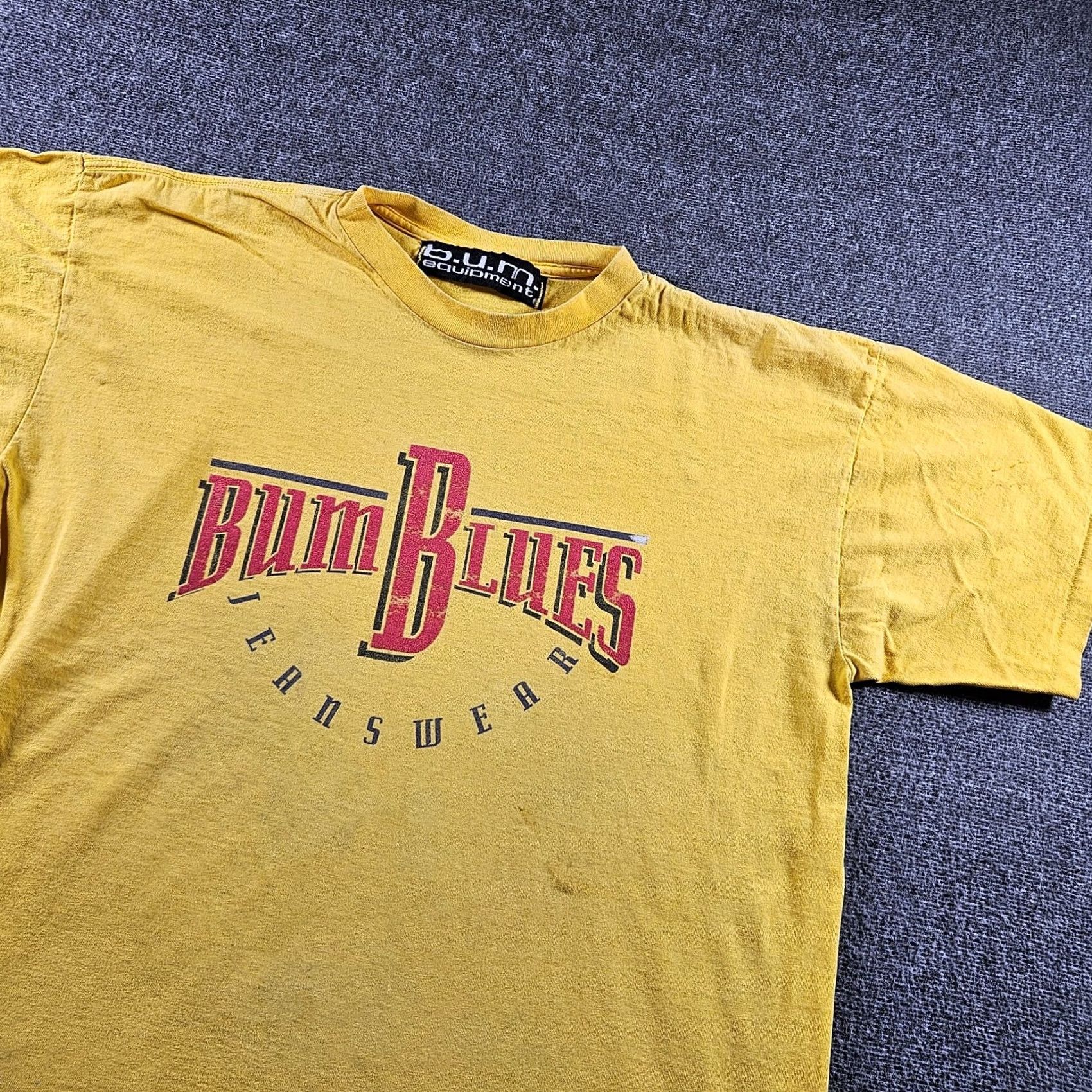 Vintage VINTAGE B.U.M. Equipment T-shirt Men Short Sleeve Crew Neck Logo 90s Yellow Size L USA Made In USA Size US L / EU 52-54 / 3 - 2 Thumbnail