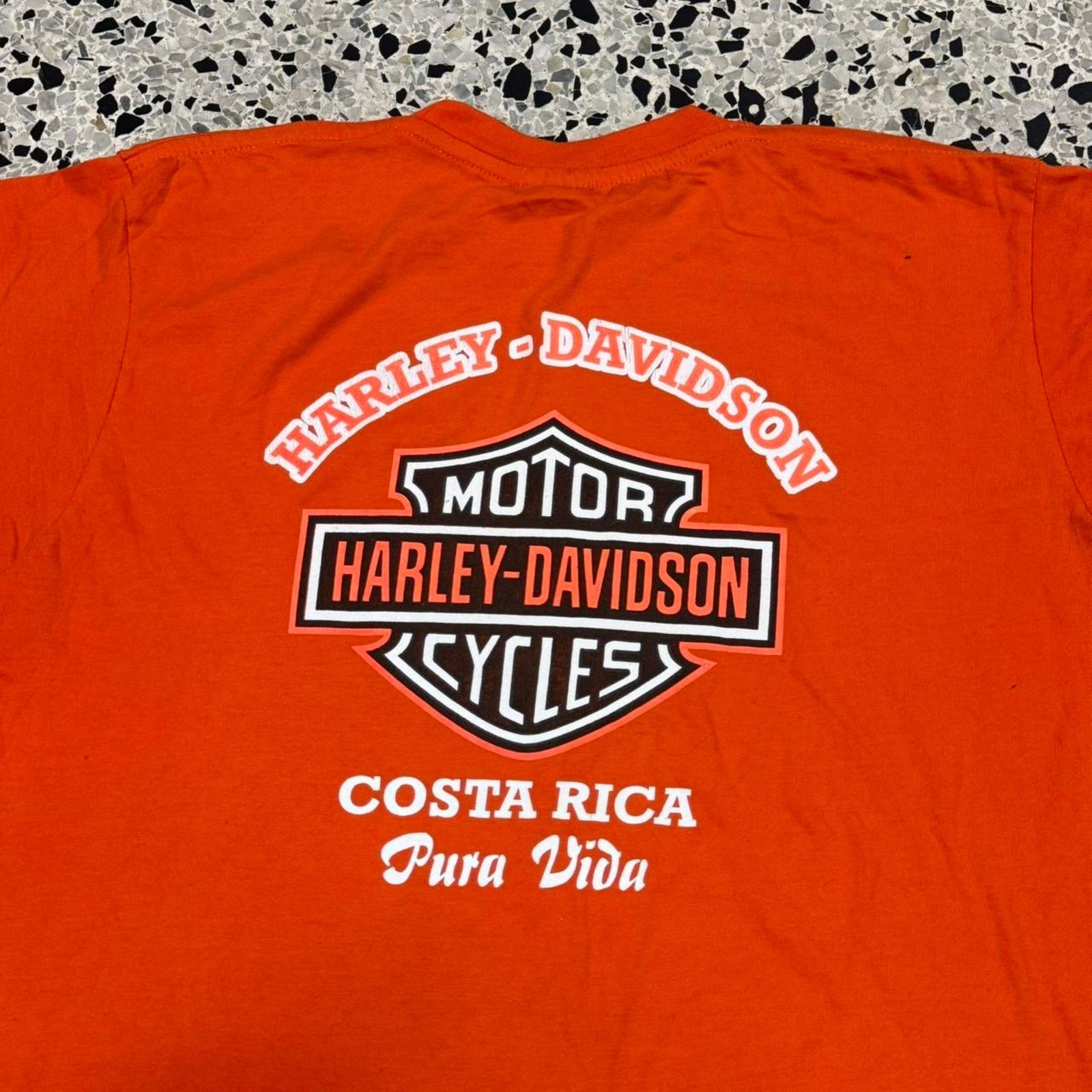 Harley Davidson × Vintage VINTAGE Y2K HARLEY DAVIDSON PURA VIDA EMBLEM ORANGE TEE: Size US XL / EU 56 / 4 - 6 Thumbnail