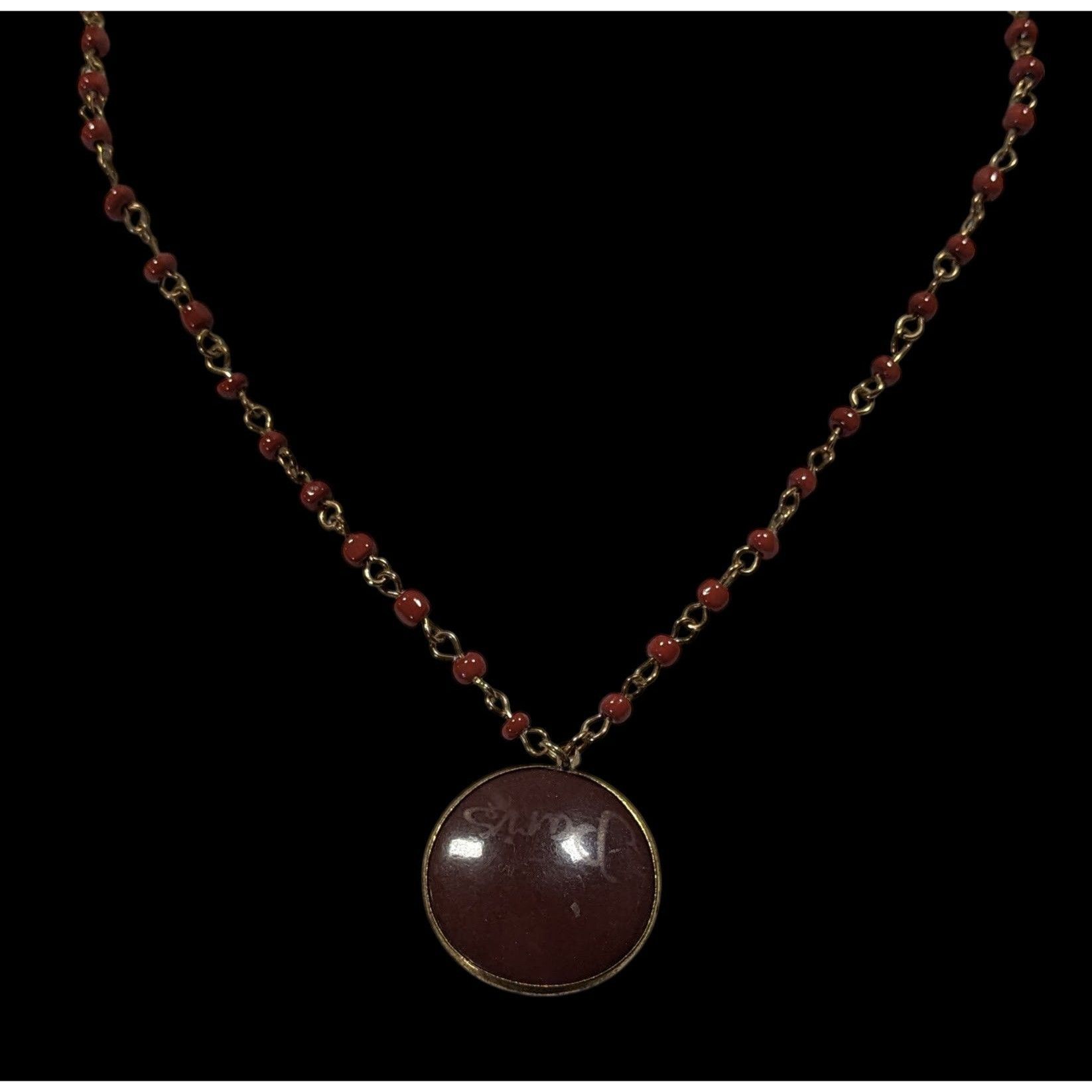 Other Vintage Paris Brown And Gold Tone Beaded Pendant Necklace Size ONE SIZE - 5 Thumbnail