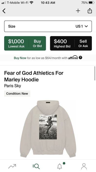 Adidas Fear of god athletics x bob Marley hoodie sz 1 | Grailed