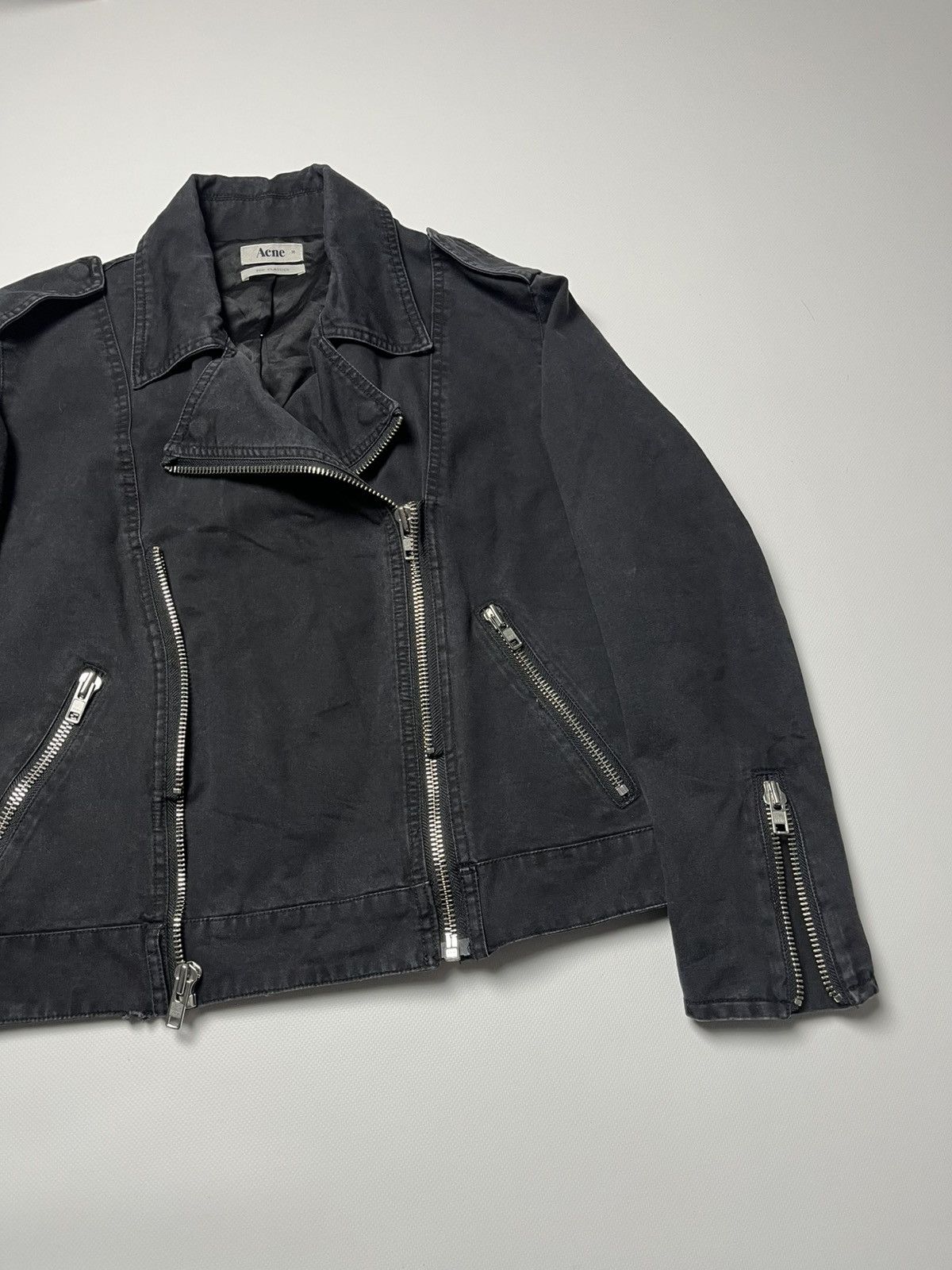 Acne Studios Vintage Acne Studios Black Biker Jacket faded Size M / US 6-8 / IT 42-44 - 3 Thumbnail