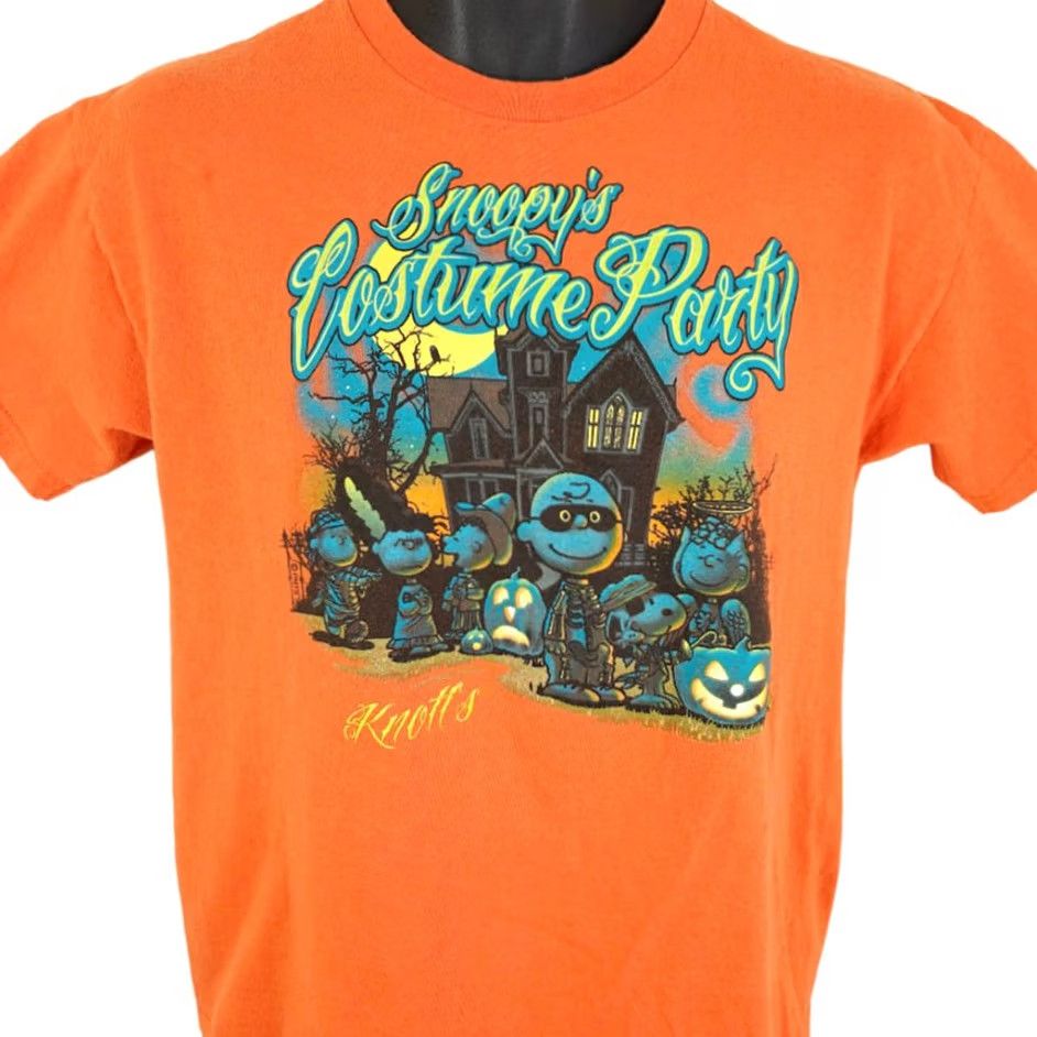 Peanuts Snoopy Peanuts Halloween T Shirt Mens Small Orange Knott's Scary Farm Party Shirt Size US S / EU 44-46 / 1 - 2 Thumbnail