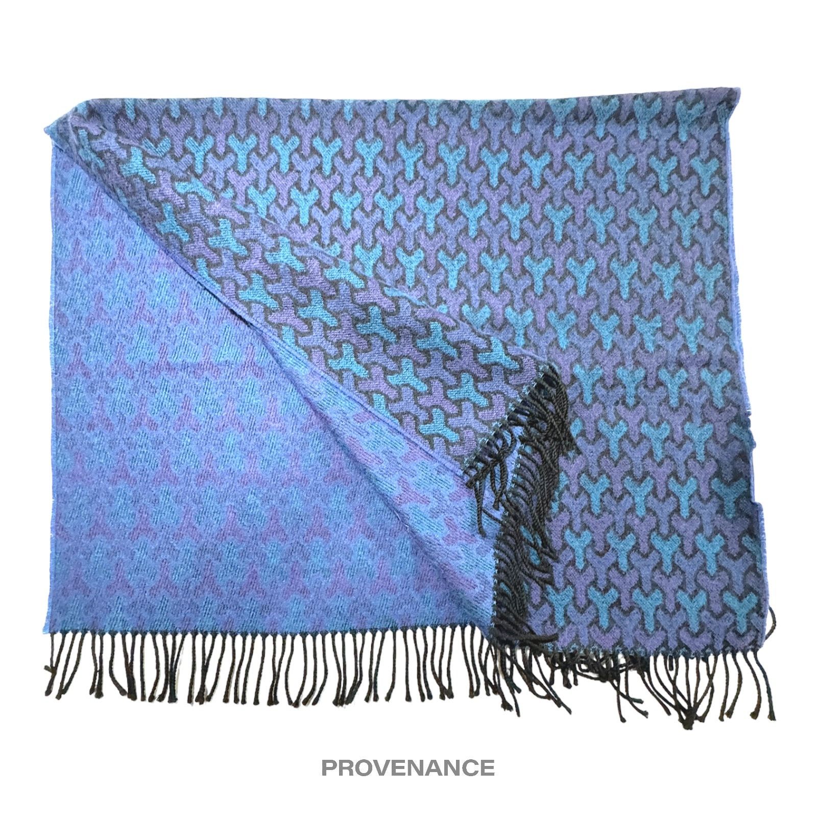 Yves Saint Laurent 🔴 Yves Saint Laurent YSL Wool Throw Scarf Blanket - Blue Size ONE SIZE - 2 Thumbnail
