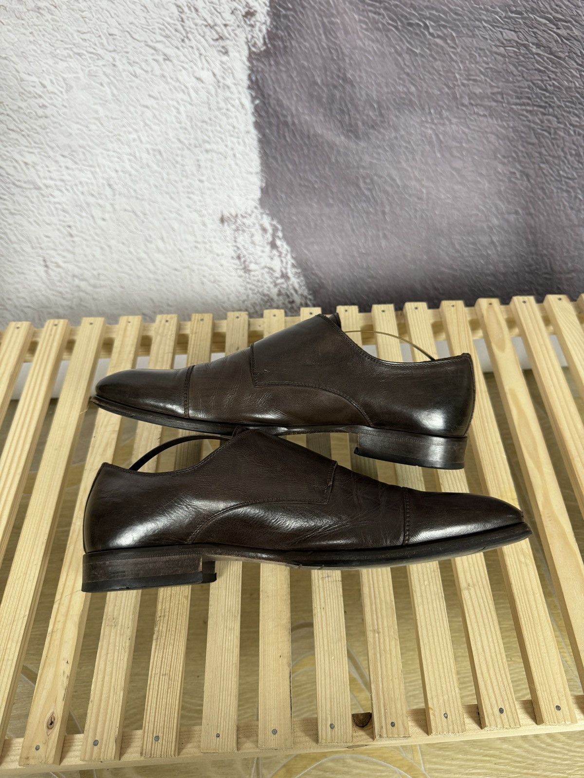 Genuine Leather Benci Broether Leather double monk brown casual shoes formal Size US 9.5 / EU 42-43 - 12 Thumbnail
