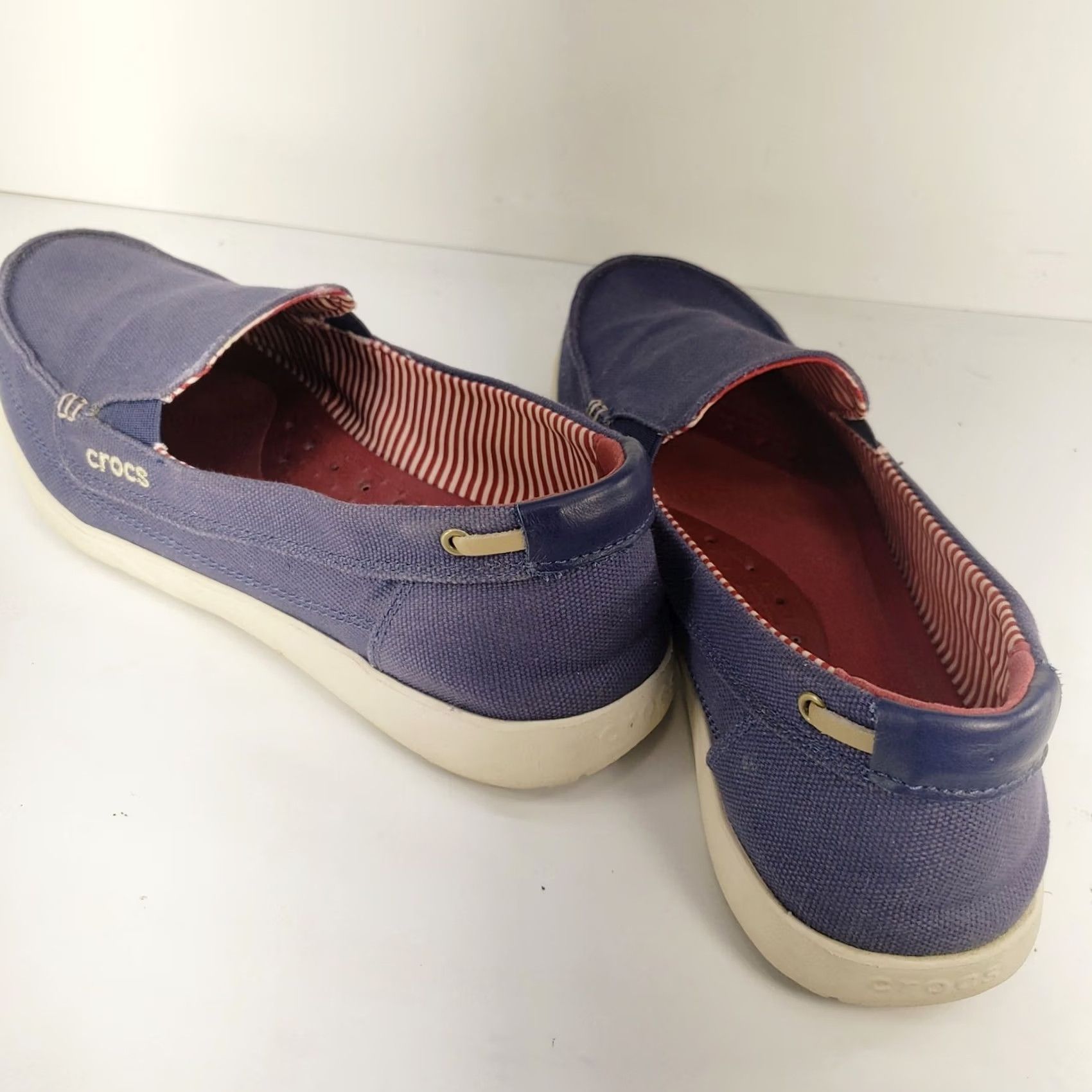 Crocs Crocs Loafers Walu Nautical Navy Blue Canvas 10 Women Slip On Round Toe Cushy Interior Lightweight Breathable Logo Textile Upper Size US 10 / IT 40 - 5 Thumbnail