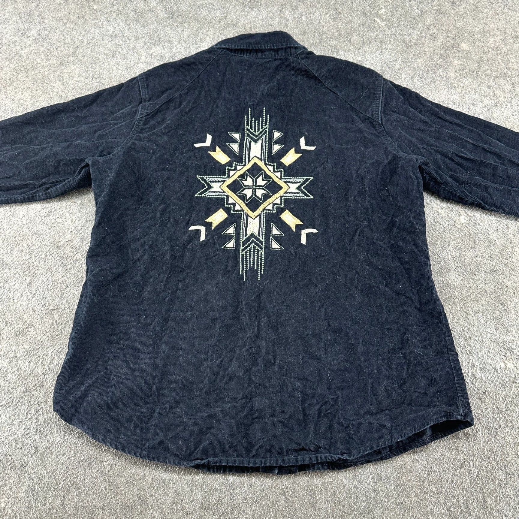 Wrangler VINTAGE Wrangler Retro Shirt Womens XL Black Corduroy Long Sleeve Pearl Snap Aztec Rodeo Shirts? Size XL / US 12-14 / IT 48-50 - 5 Thumbnail