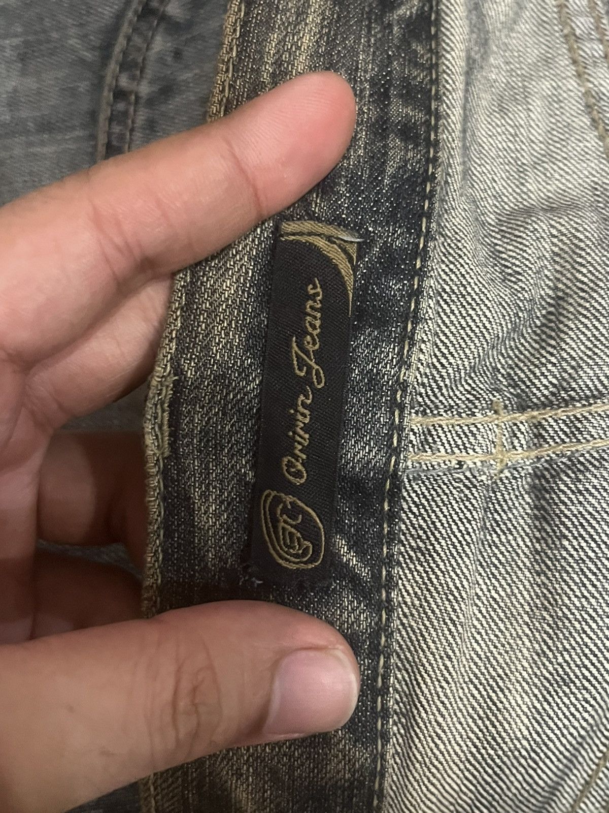 Le Grande Bleu (L.G.B.) Oririn Slogan Embroidered Thunder Washed Distressed Jeans Size US 34 / EU 50 - 16 Thumbnail