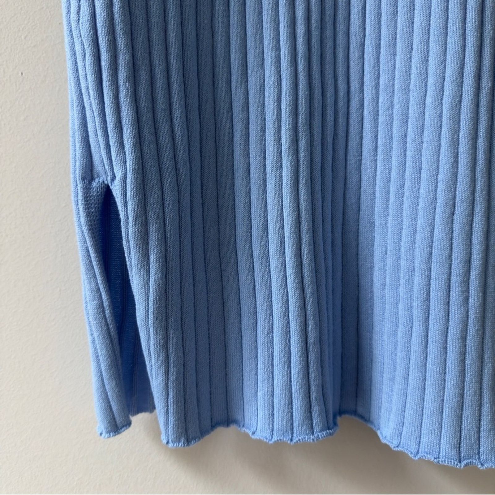 H&M H&M Divided Light Blue Ribbed Midi Dress Slit Sides Solid M Size M / US 6-8 / IT 42-44 - 7 Thumbnail