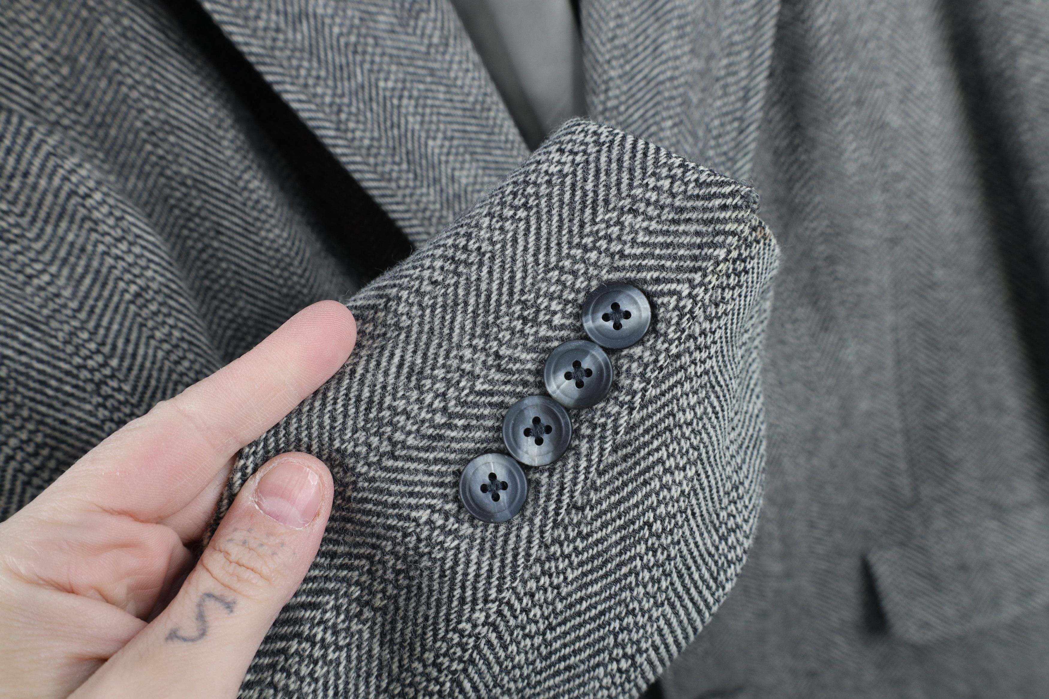 Vintage Vintage 90s Streetwear Wool Tweed Herringbone Blazer Jacket Size US L / EU 52-54 / 3 - 5 Thumbnail