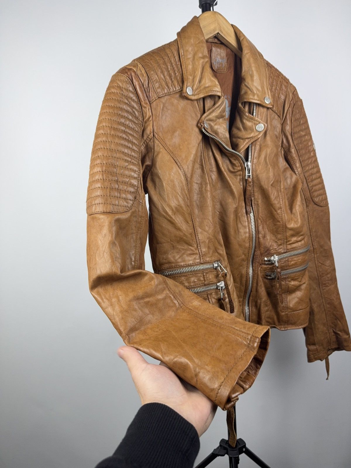 Gypsy Avant Garde 00s Y2K Gipsy Leather Moto Racing Jacket Brown L Size L / US 10 / IT 46 - 7 Thumbnail