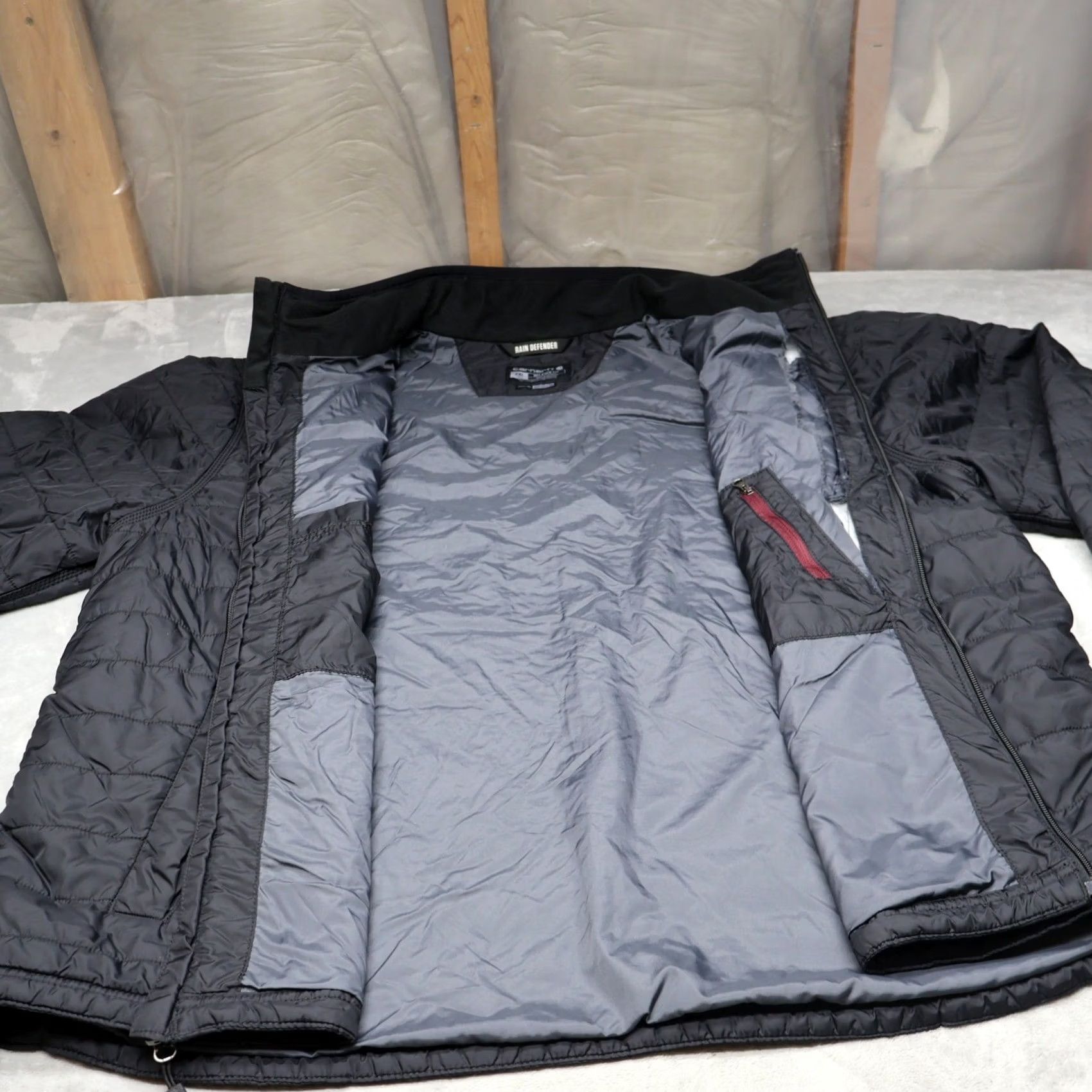 Carhartt Carhartt Jacket Mens 2XLT Black Rain Defender Relaxed Fit Nylon Zip Snap Puffer Quilted Outside Workwear Tall Black Mens Size US XXL / EU 58 / 5 - 6 Thumbnail