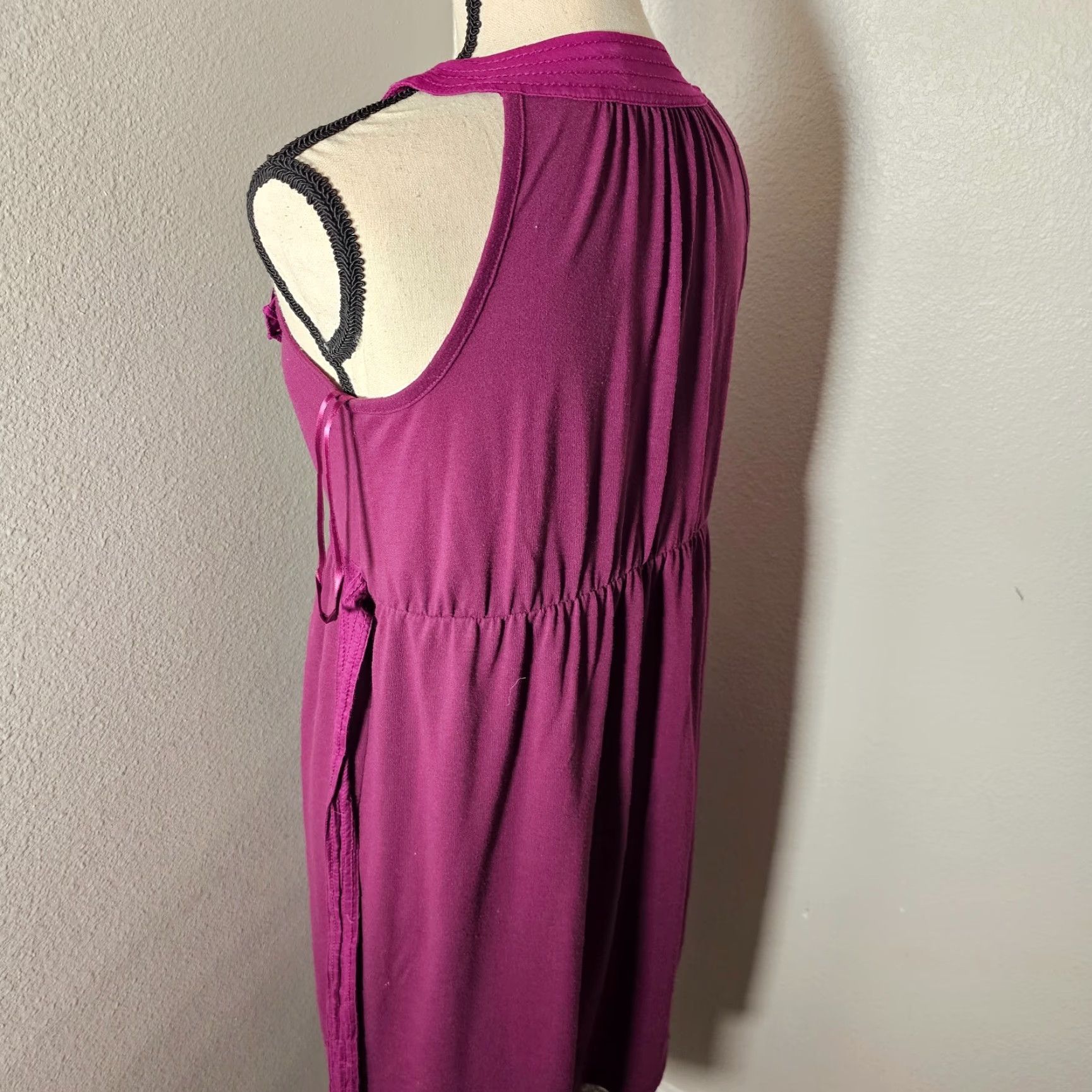 Loft Ann Taylor Loft Petite 4P Purple Sleeveless Blouse Tie Strands Casual Size S / US 4 / IT 40 - 3 Thumbnail