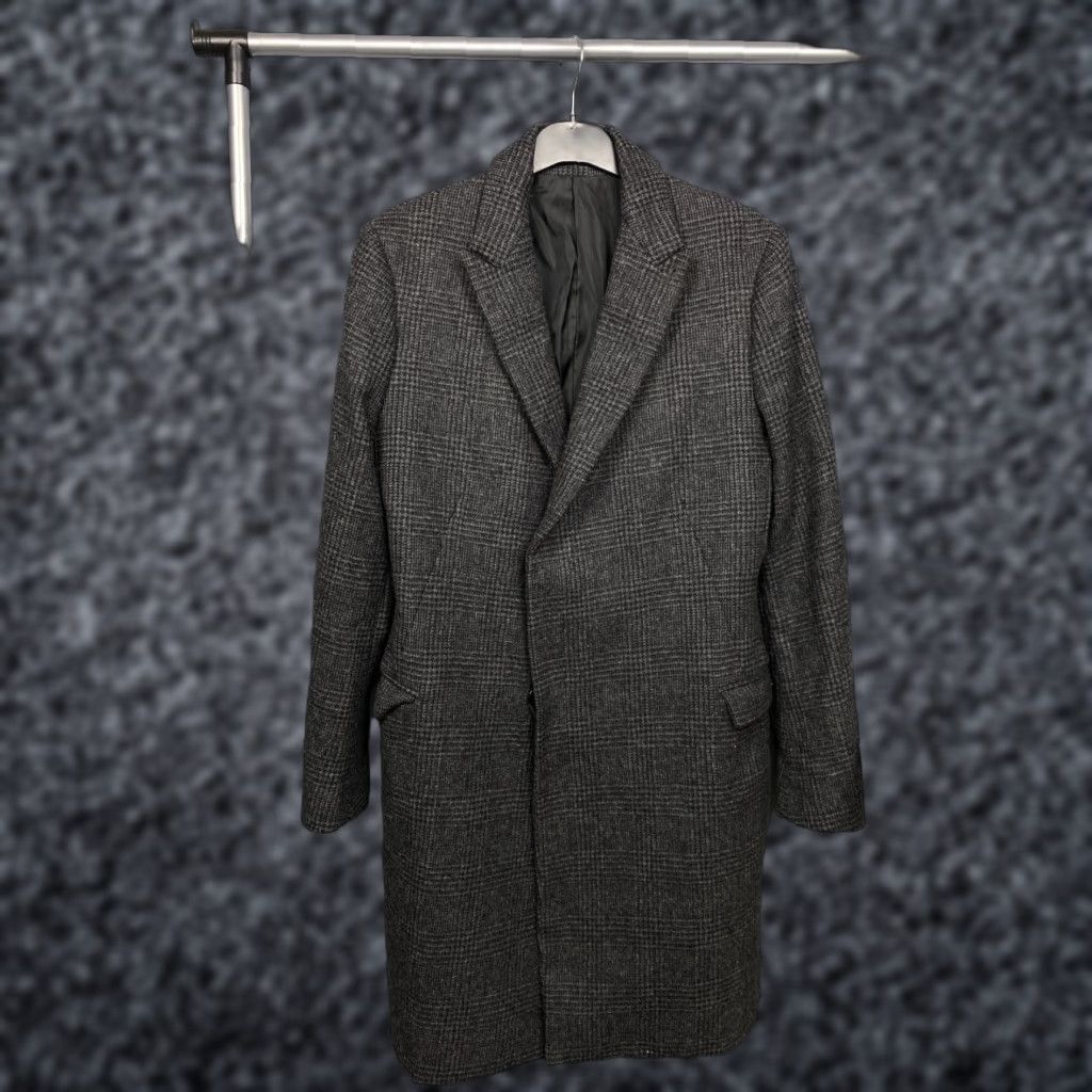 Allsaints AllSaints Yuto Wool Coat Jacket Mens M Gray Check Wool Overcoat Size US M / EU 48-50 / 2 - 1 Thumbnail