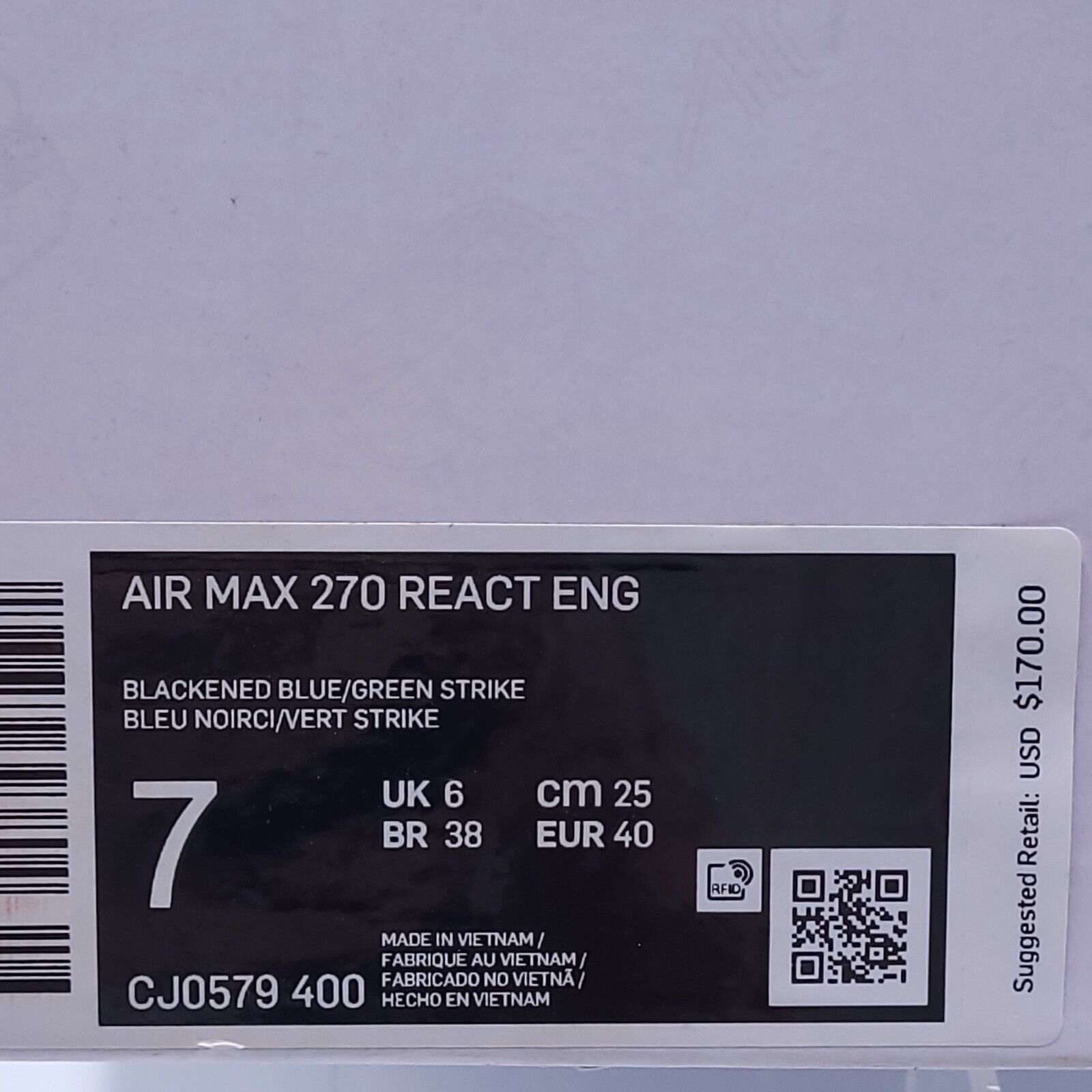 Nike Nike Air Max 270 React Shoe Men Size 7 CJ0579-400 Blue White Size US 7 / EU 40 - 9 Thumbnail