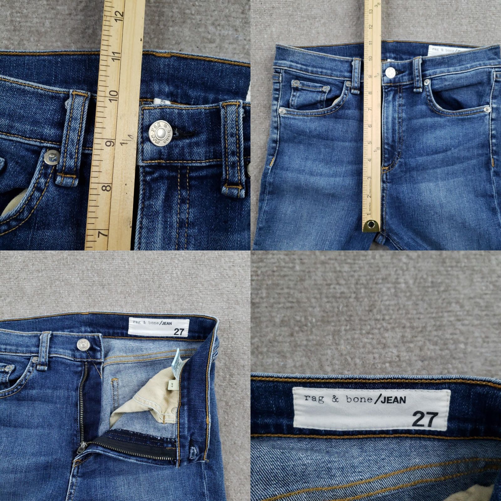 Rag & Bone Rag & Bone Jeans 27 In Blue 10 Inch Ankle Skinny Womens Regular Size 27 Denim Cotton Polyurethane Stretch Distressed Pockets Zip Fly Release Hem Size 27" / US 4 / IT 40 - 8 Thumbnail