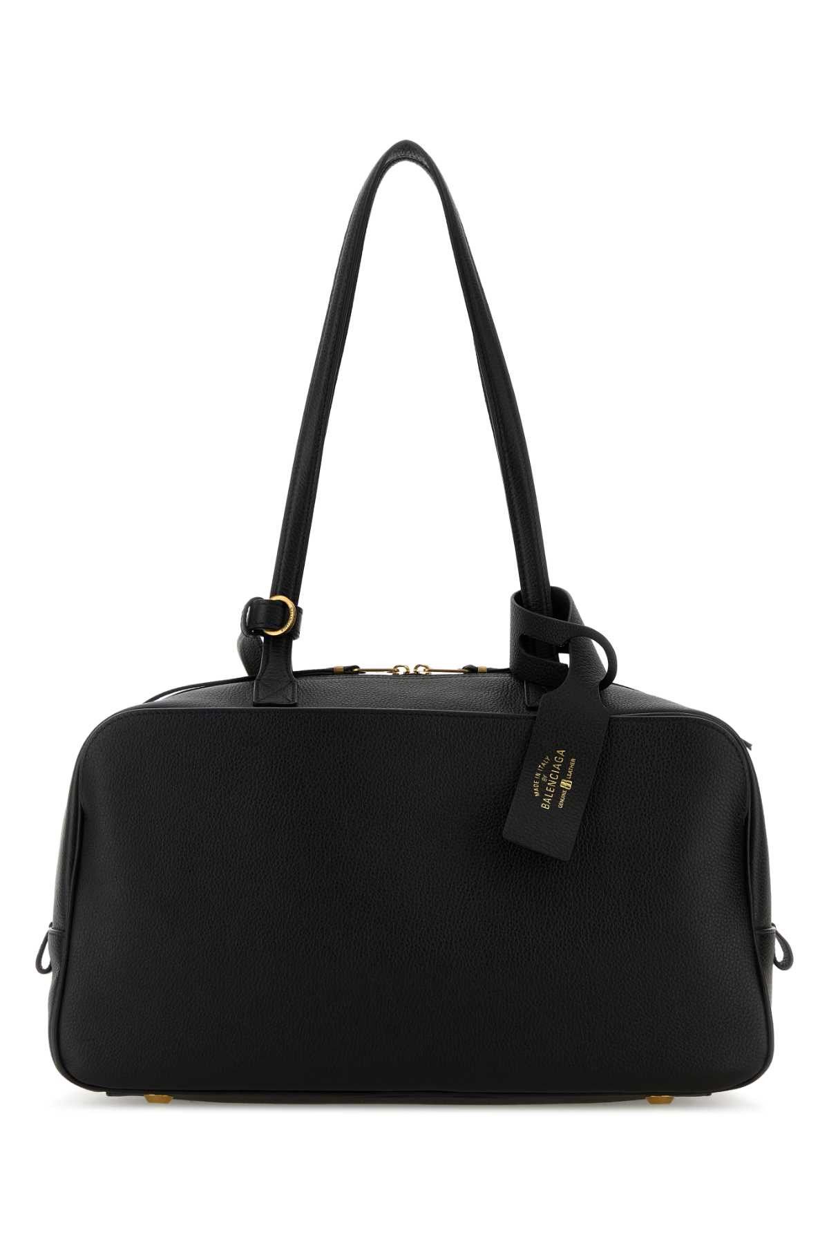 Balenciaga Black Leather Medium Carrie Shoulder Bag Size ONE SIZE - 1 Thumbnail