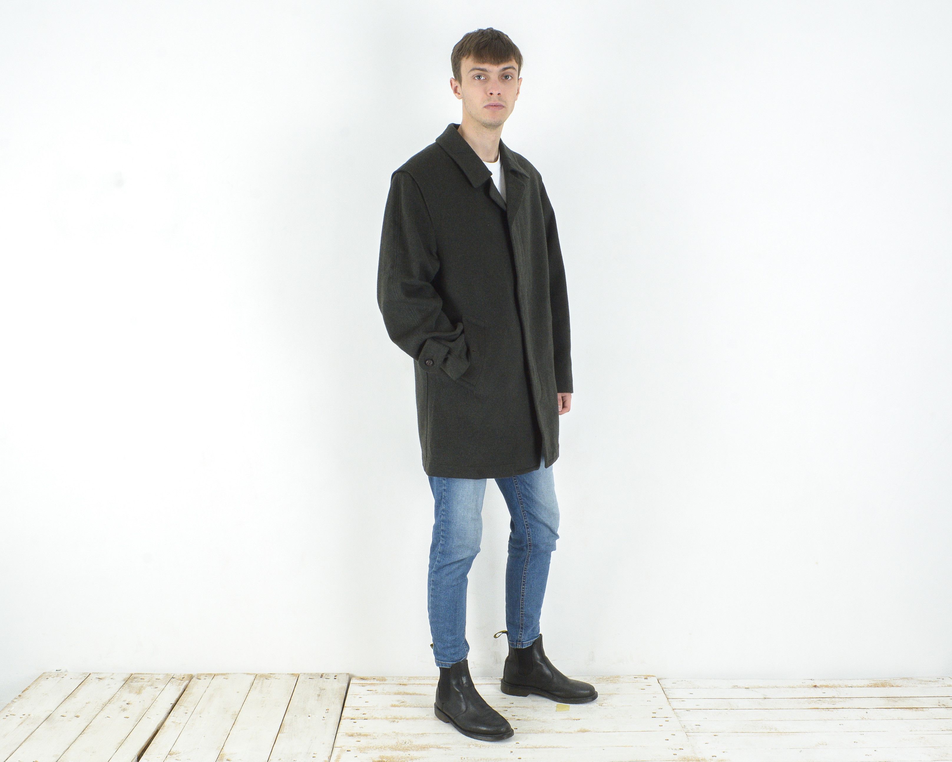 Vintage OLLOQUI Loden Touch Men M Wool Trench Jacket Over Coat EU 50 Size US M / EU 48-50 / 2 - 3 Thumbnail