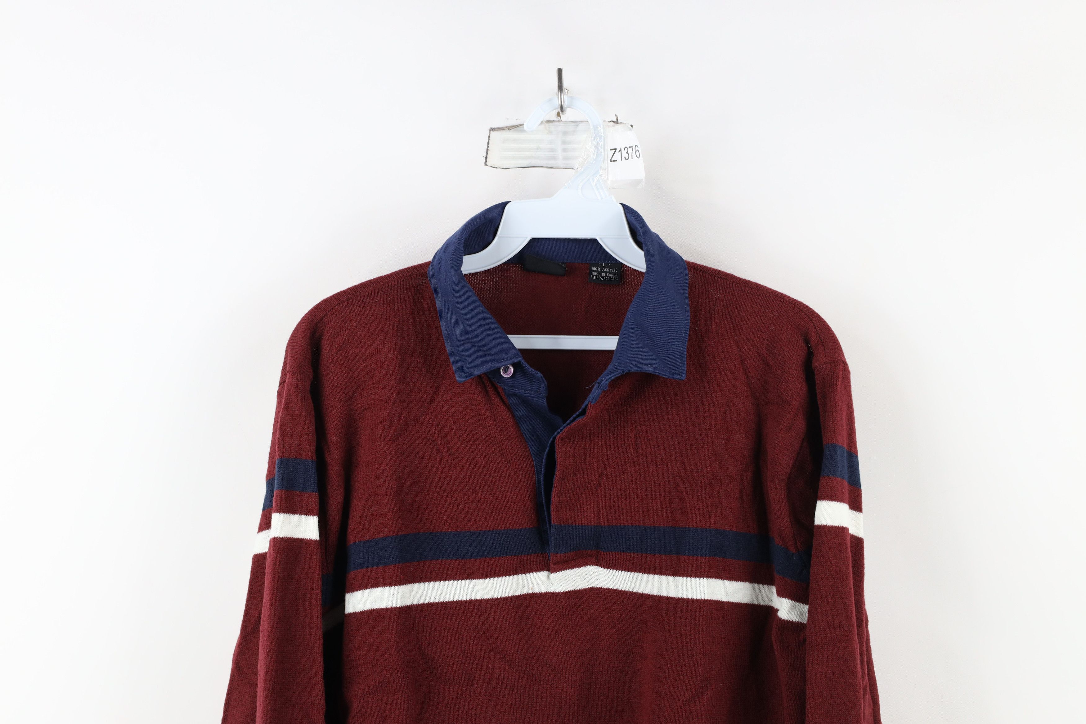 Vintage Vintage 70s Streetwear Knit Collared Long Sleeve Sweater Size US L / EU 52-54 / 3 - 2 Thumbnail