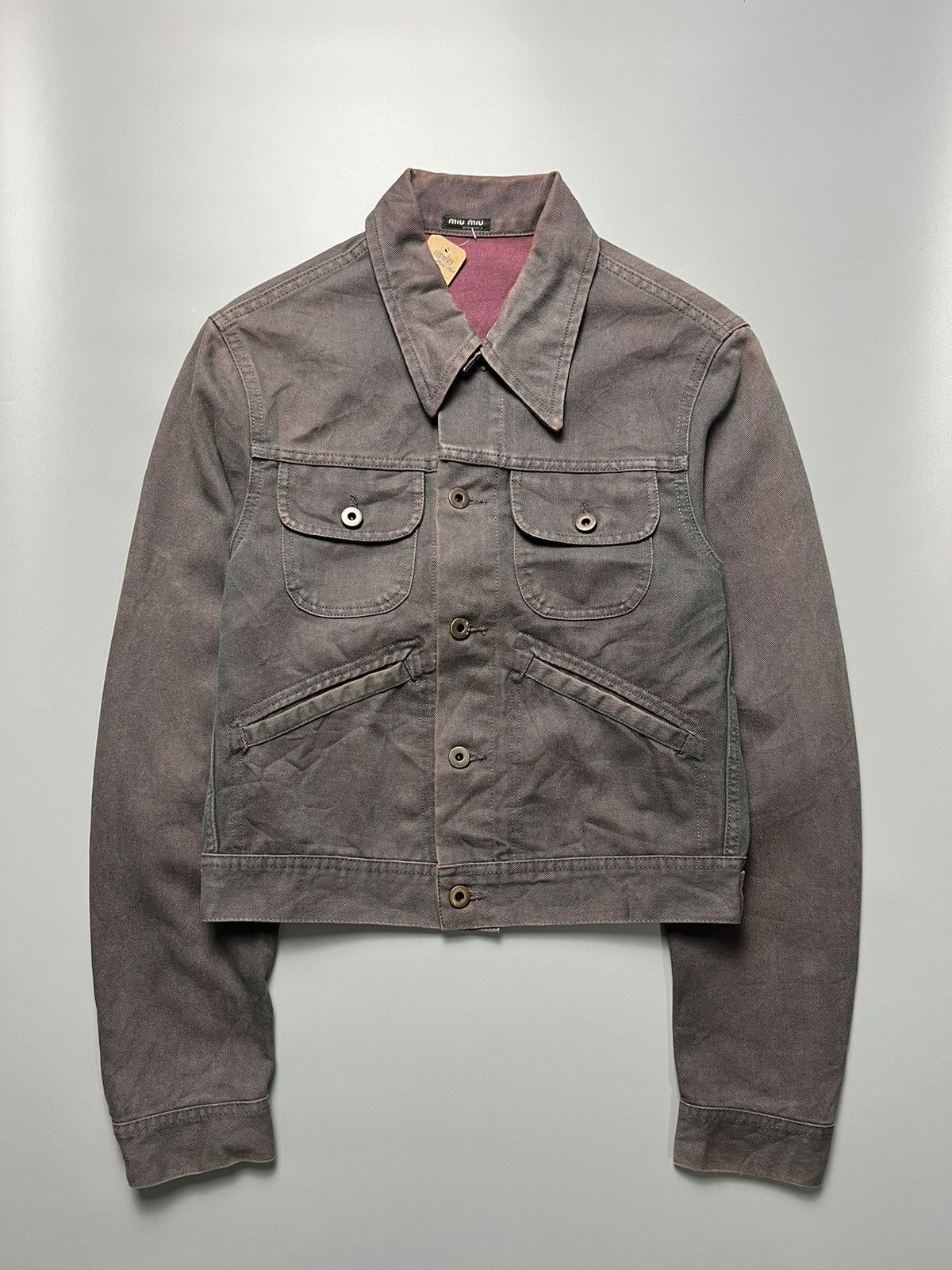 Miu Miu 2020's MiuMiu Iresdescent Burgundy Trucker Jackets Size S / US 4 / IT 40 - 1 Thumbnail