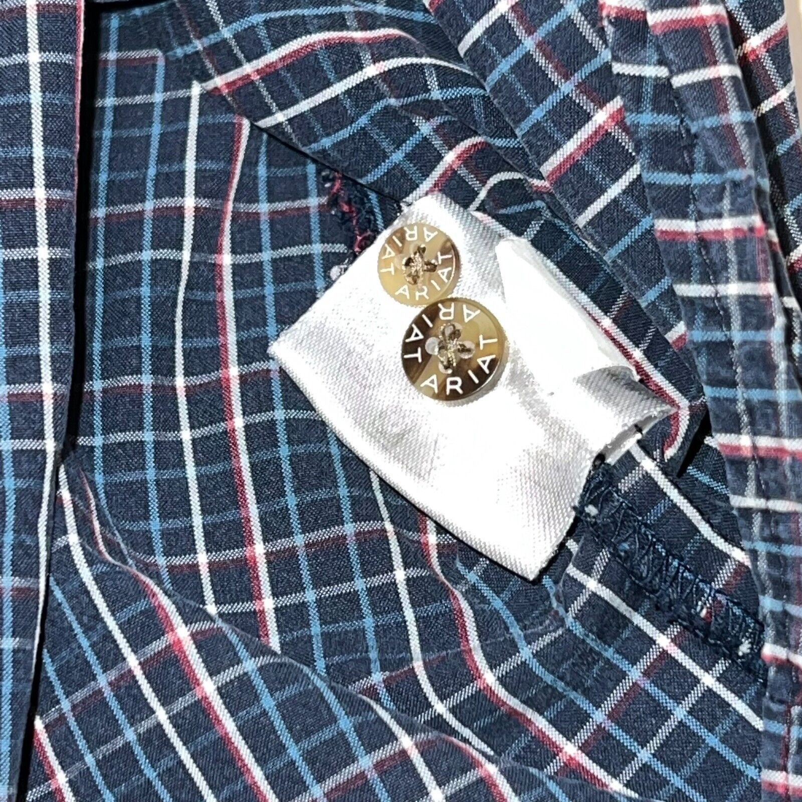 Ariat Ariat Pro Series Button Shirt Mens Sz LT Blue Plaid Vented Size US L / EU 52-54 / 3 - 9 Thumbnail