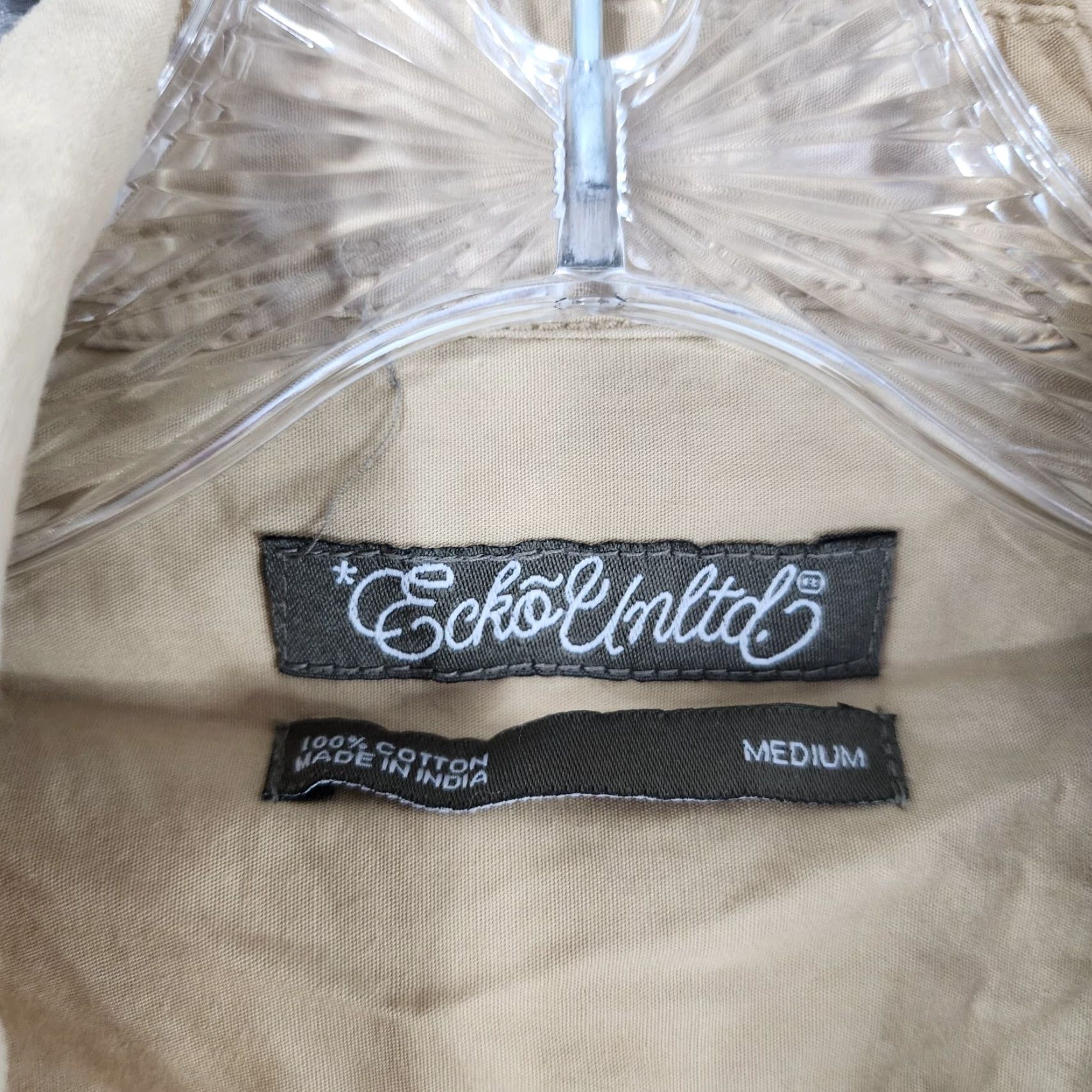 Ecko Unltd. VINTAGE Ecko Unltd Shirt Mens Beige Short Sleeve 100% Cotton Size M Button-Up Mens Size US 31 - 5 Thumbnail