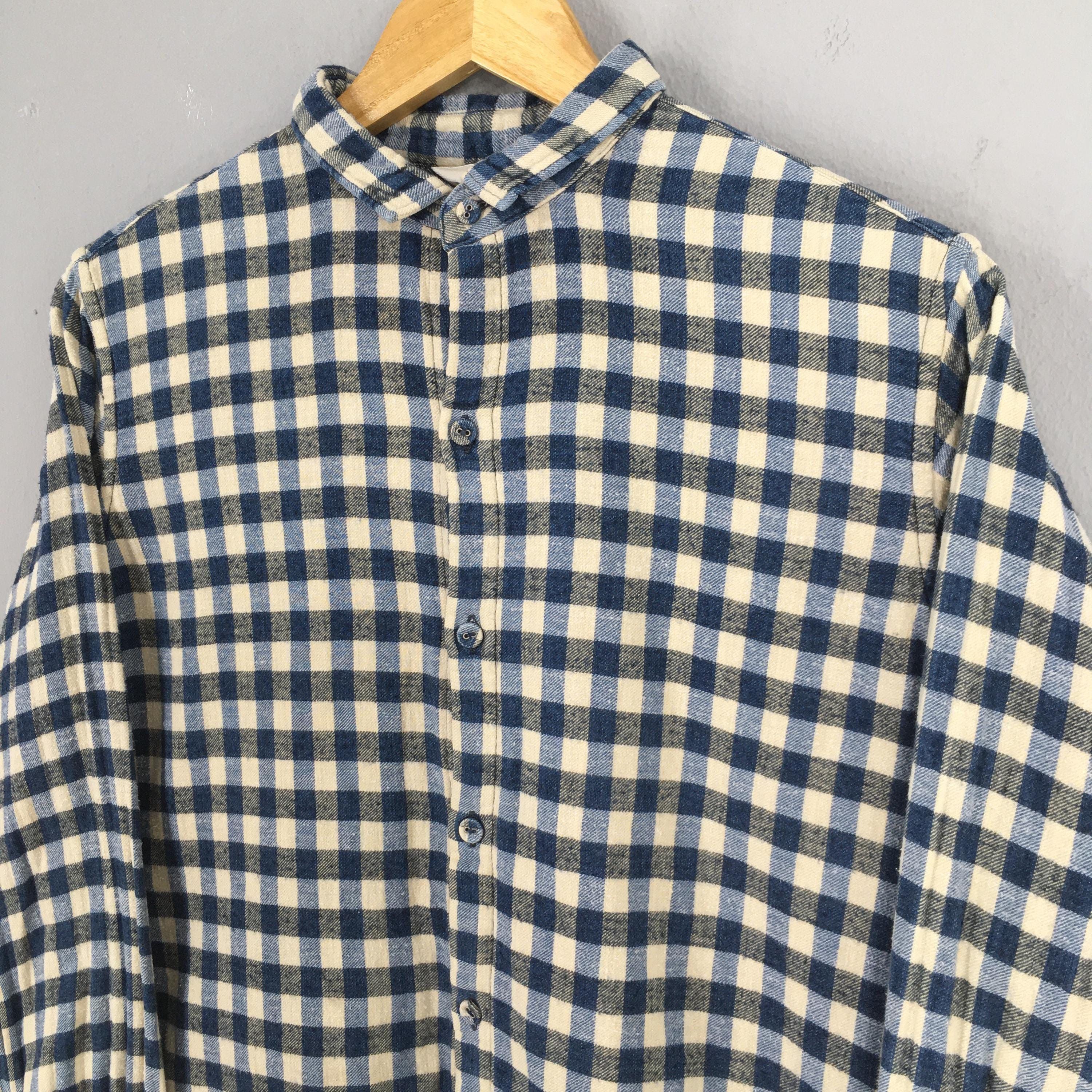45rpm Vintage 45 RPM Studio Blue Checkered Shirt Medium Size US M / EU 48-50 / 2 - 3 Thumbnail