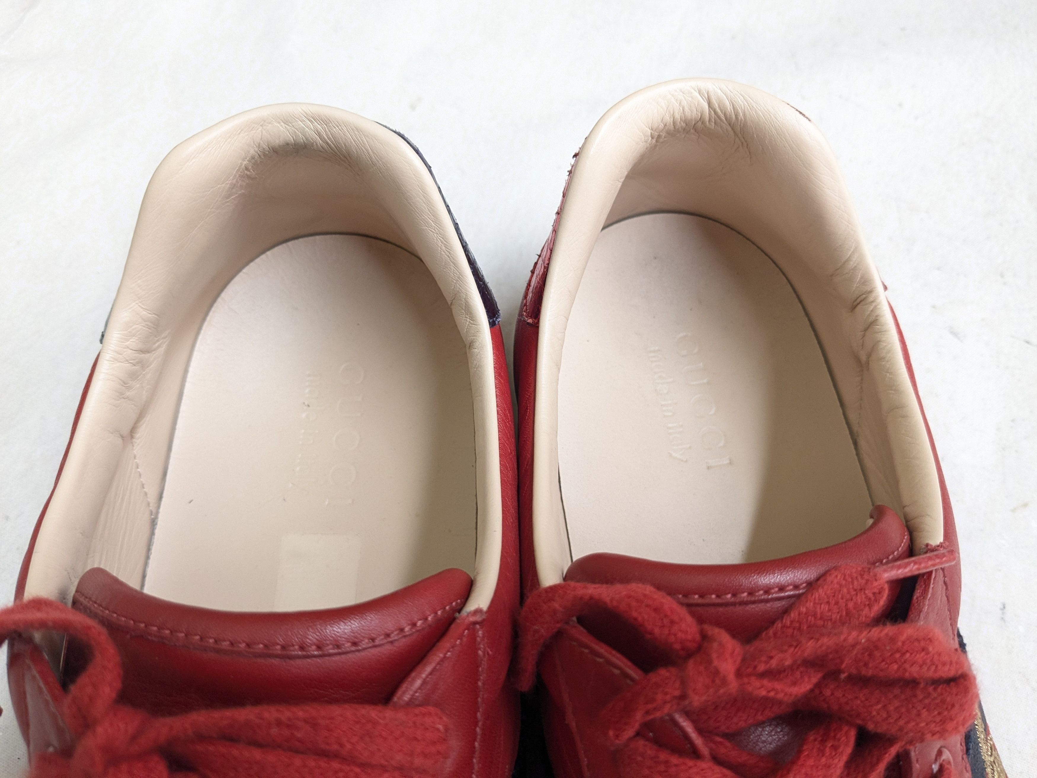 Gucci Gucci Ace Sneakers Red Bee Leather Low Tops Size US 12.5 / EU 45-46 - 5 Thumbnail