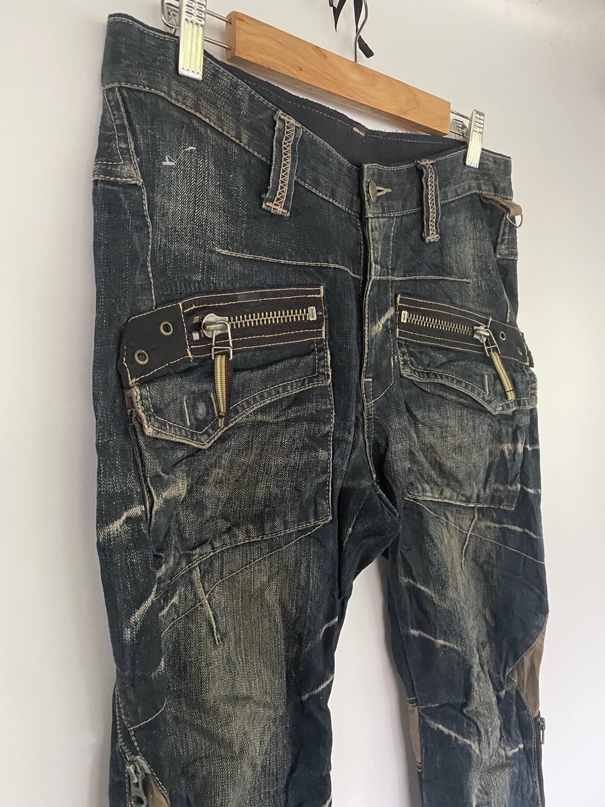 PPFM Japanese Brand PPFM Distressed Zippered Denim Jeans Pants Size US 32 / EU 48 - 5 Thumbnail