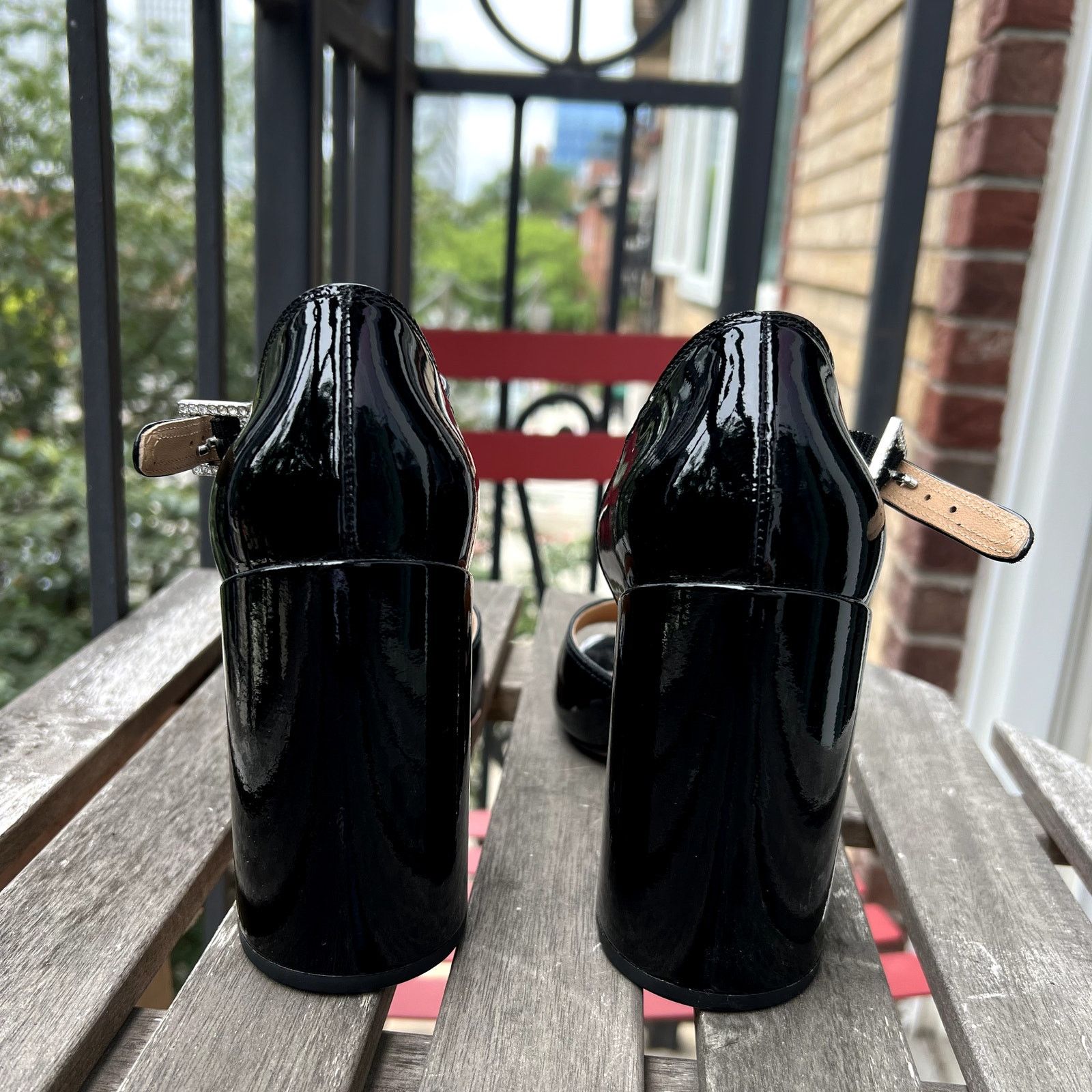 Marc Jacobs Marc Jacobs Kasia Strass Black Patent Leather Heeled Sandals Size US 9 / IT 39 - 3 Thumbnail
