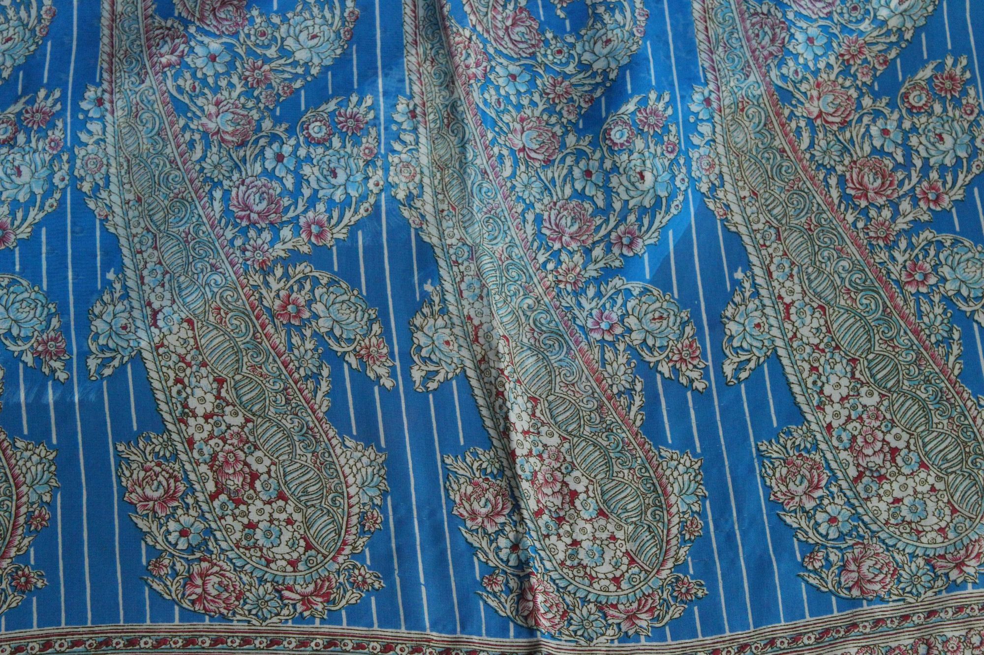 Vintage Vintage 1990s Indian Sari, Authentic Sky Blue Chiffon with a Size ONE SIZE - 6 Thumbnail
