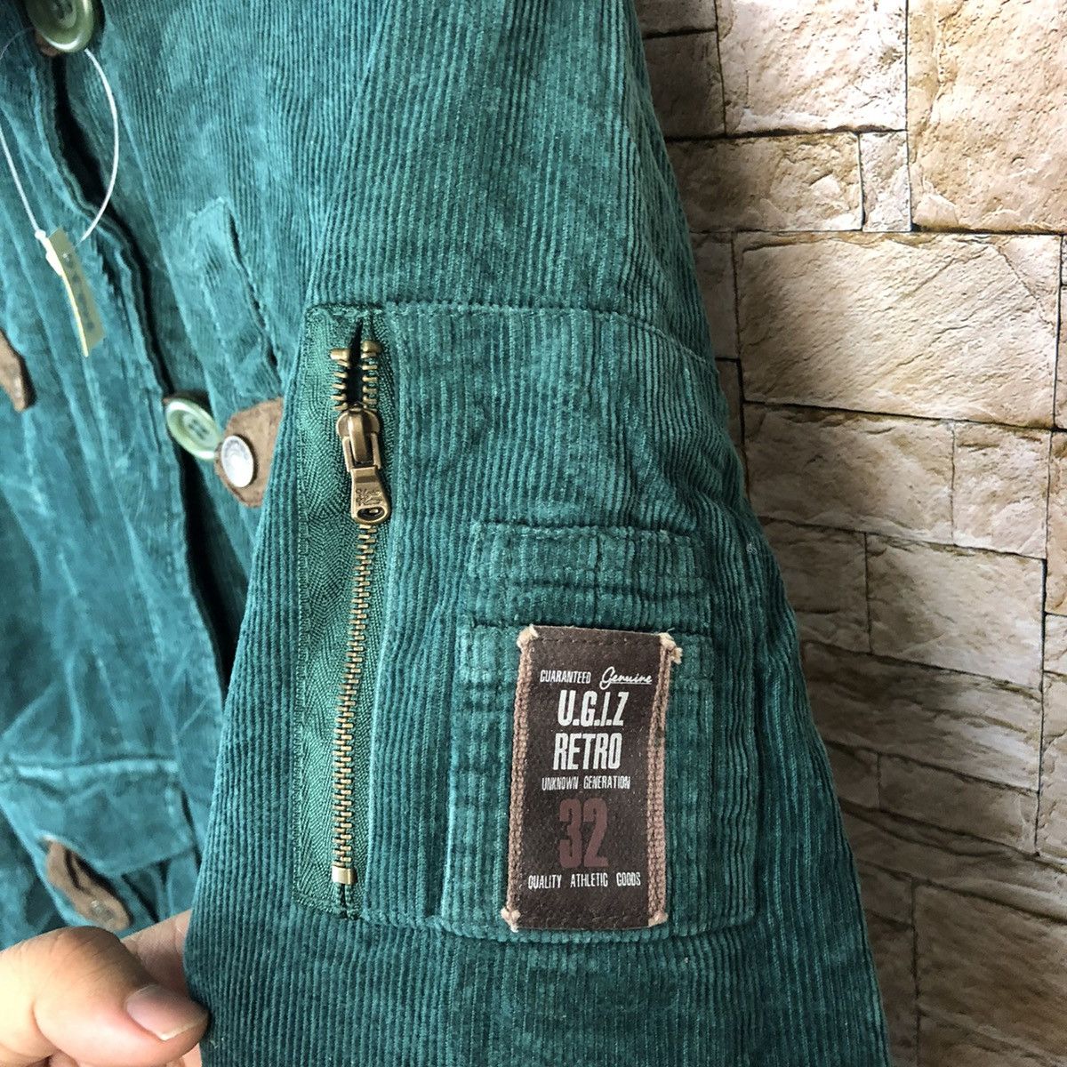 Japanese Brand Something By UGIZ jean corduroy Green sweater hoodie #A664 Size US S / EU 44-46 / 1 - 11 Thumbnail