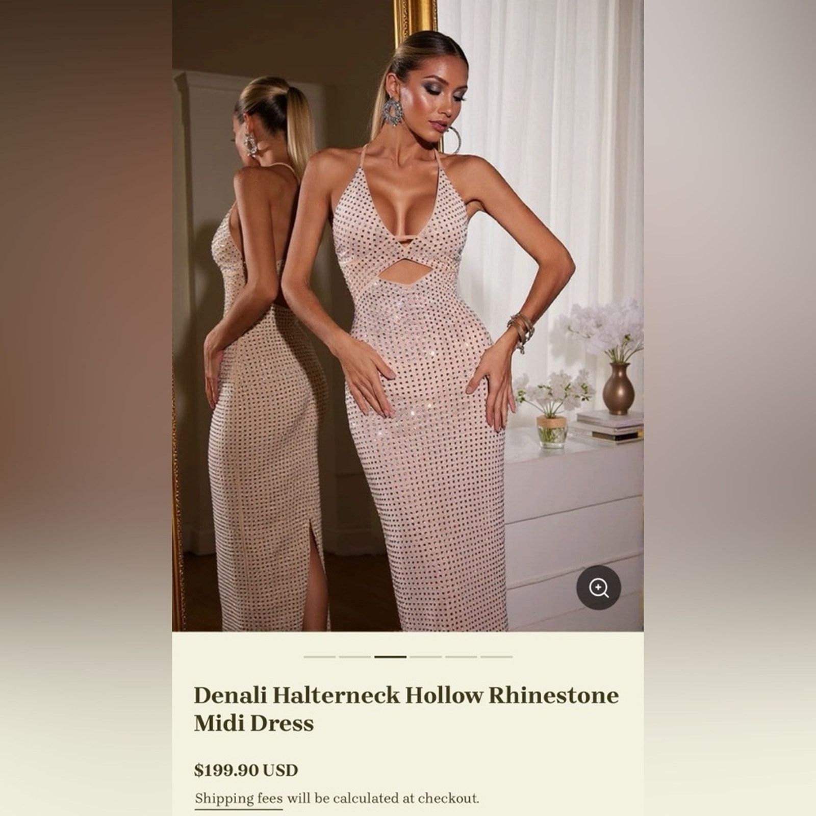 Other New Beige rhinestone Evening Wedding Cocktail Dress size S Size S / US 4 / IT 40 - 5 Thumbnail
