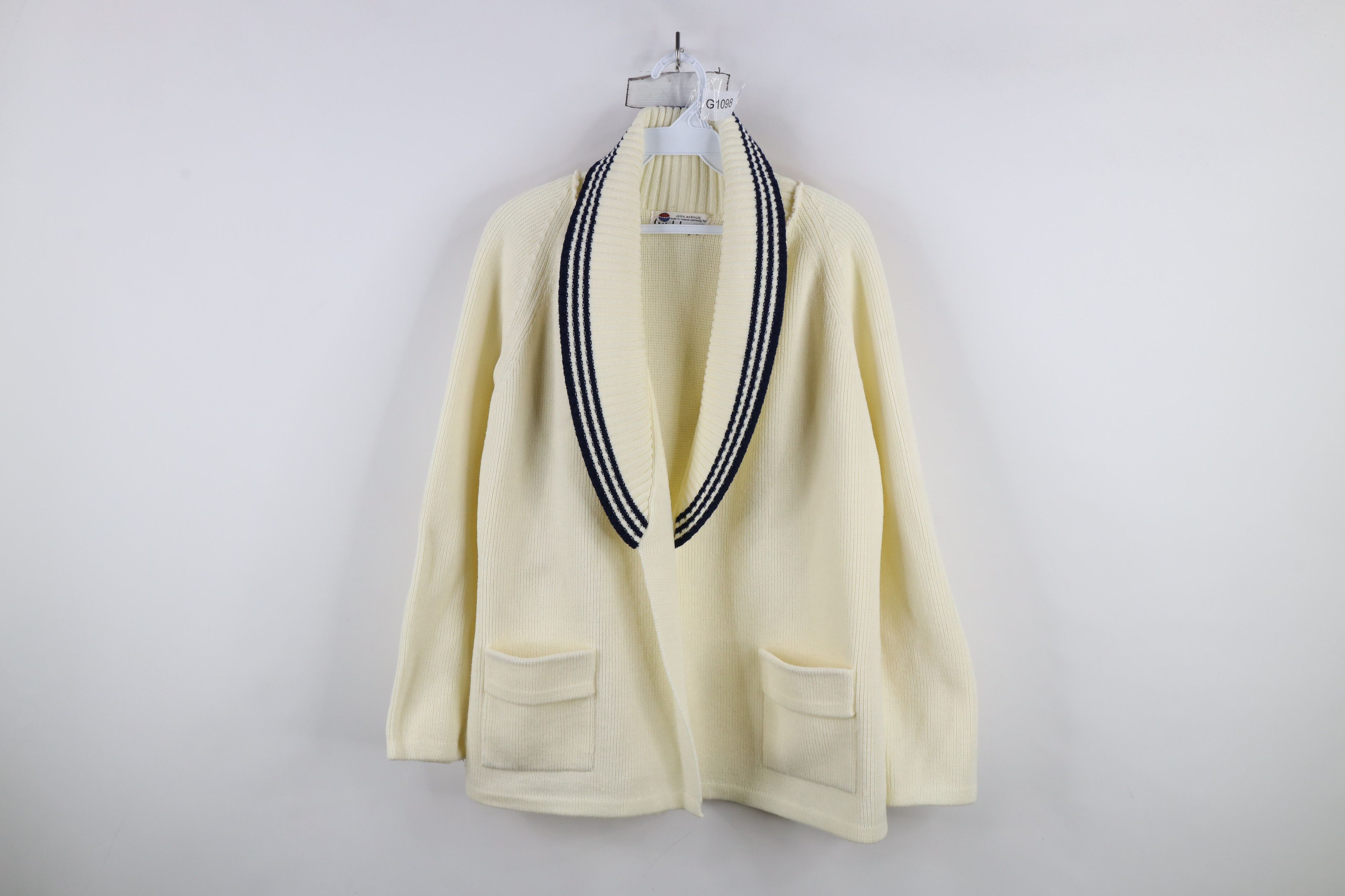 Vintage Vintage 70s Streetwear Open Front Shawl Cardigan Sweater Size L / US 10 / IT 46 - 1 Thumbnail
