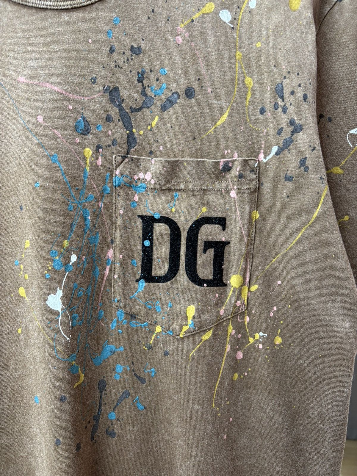 Vintage Dolce & Gabbana Paint Splatter Tee Brown DG Archive