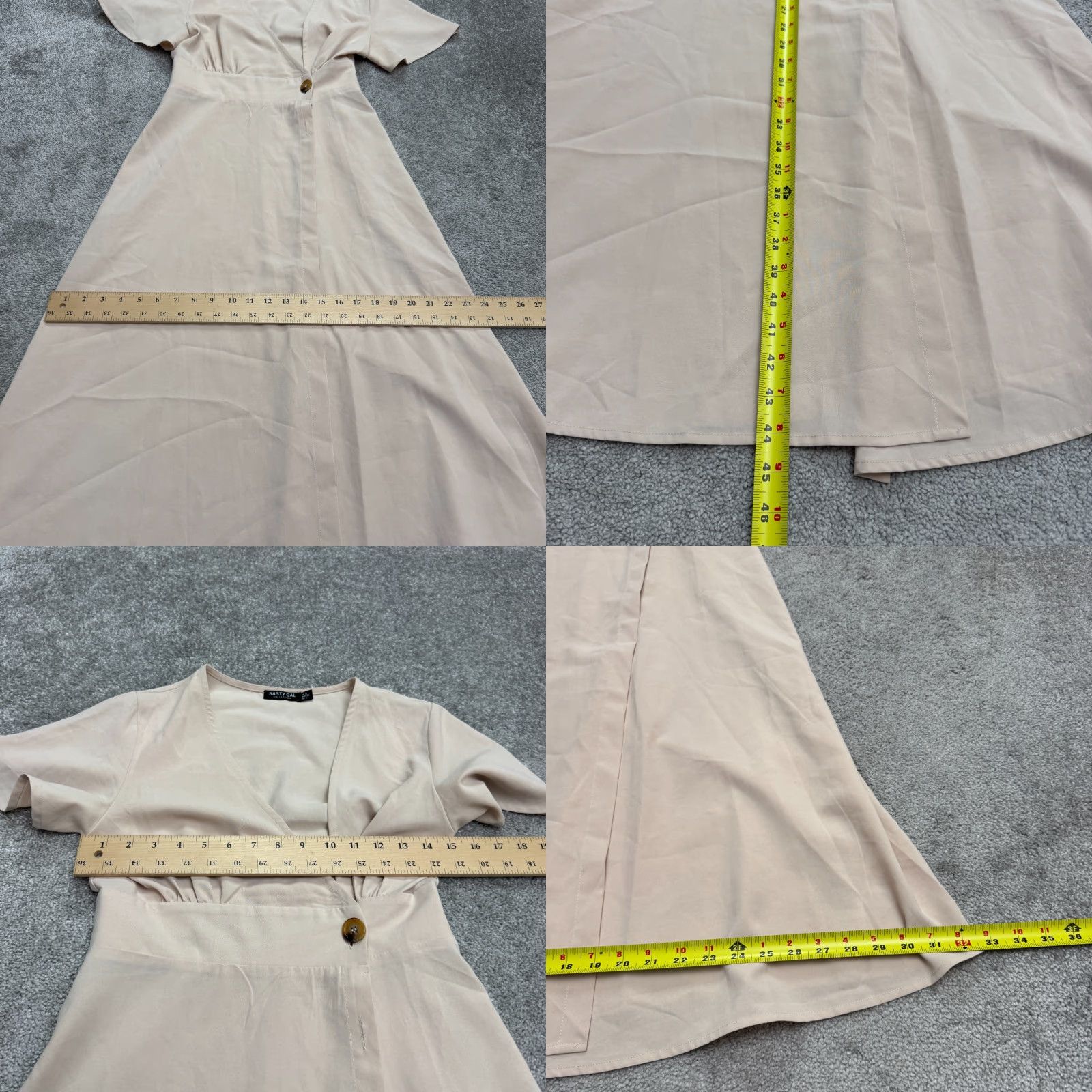 Nasty Gal Nasty Gal Collection Wrapped Midi Dress Womens 4 Beige Flutter Sleeve V-Neck Dress Size S / US 4 / IT 40 - 9 Thumbnail