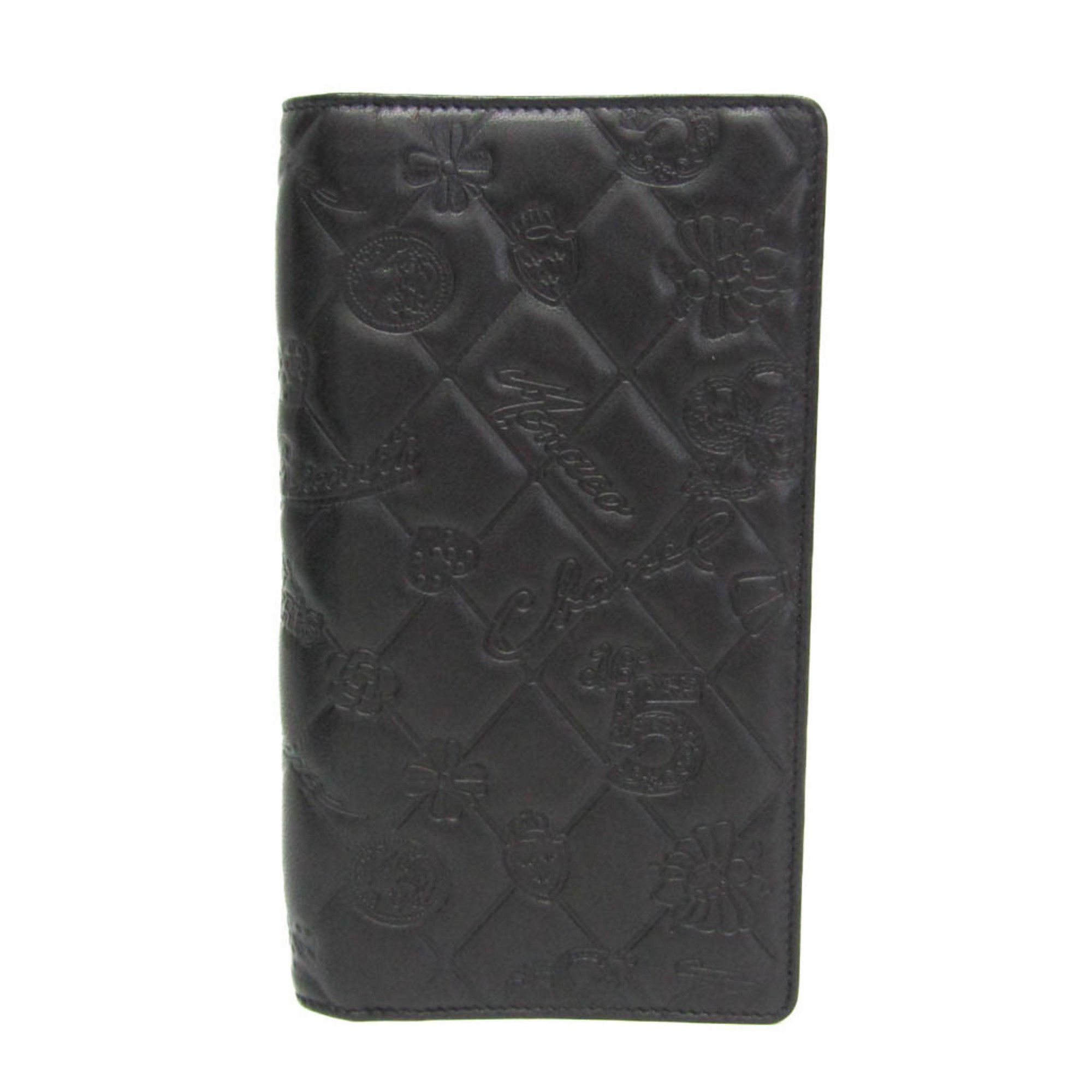 Chanel Symbol Charm Women's Leather Long Wallet (bi-fold) Black