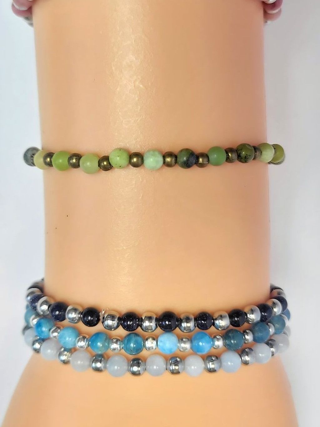 Handmade Natural Gemstone 4mm Dainty Beaded Bracelets Size ONE SIZE - 10 Thumbnail
