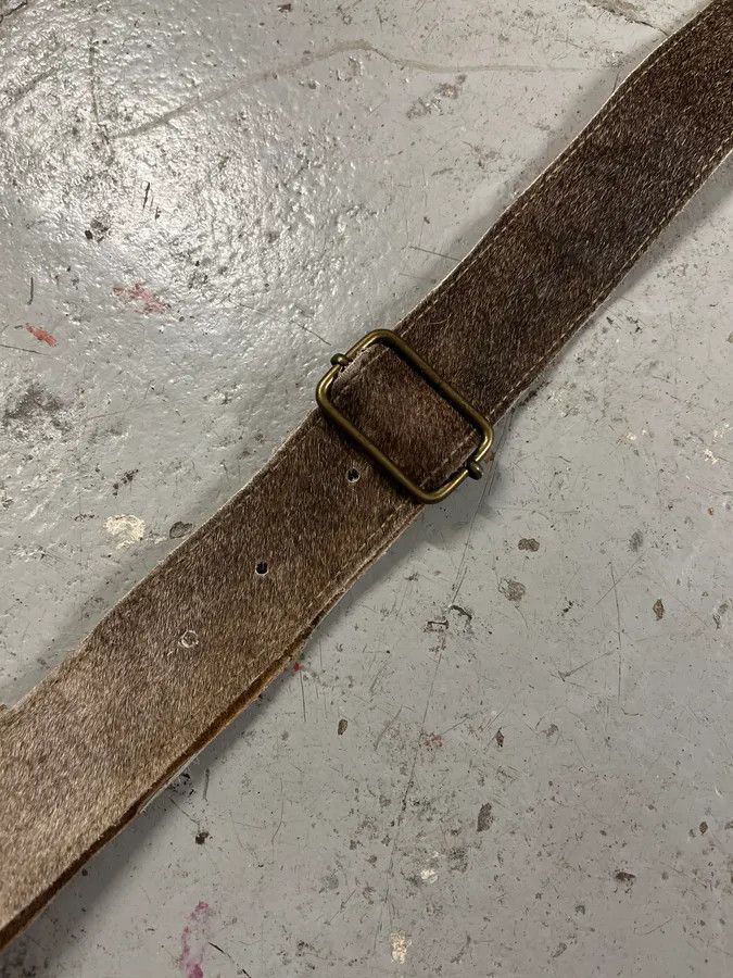 Vintage Western Beige Pony Hair Embellished Leather Belt Size ONE SIZE - 10 Thumbnail