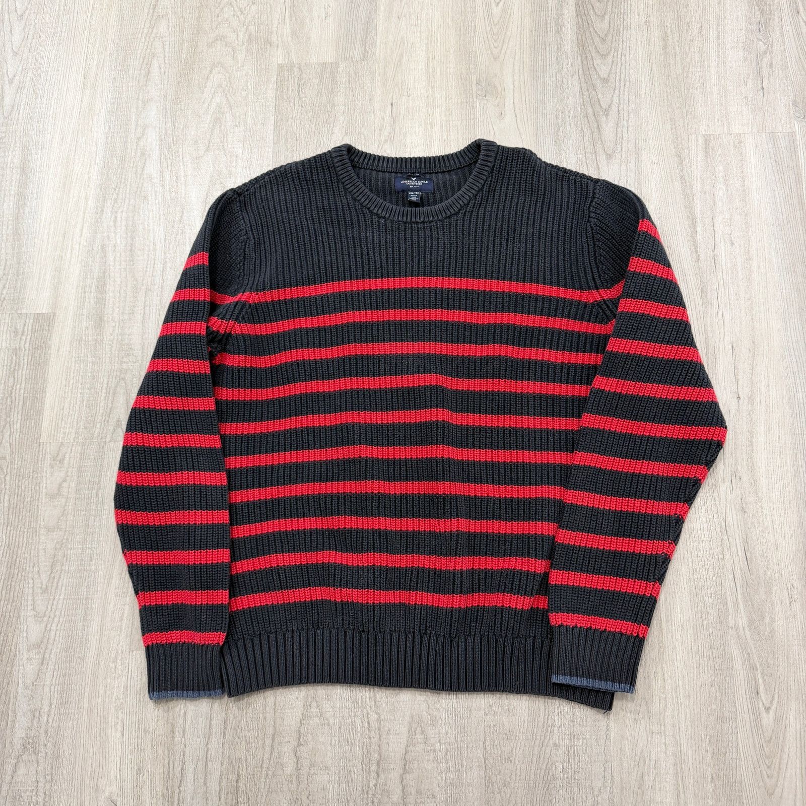 American Eagle Outfitters American Eagle Sweater 2XL Blue Red Striped Knit Crewneck Size US XXL / EU 58 / 5 - 1 Thumbnail