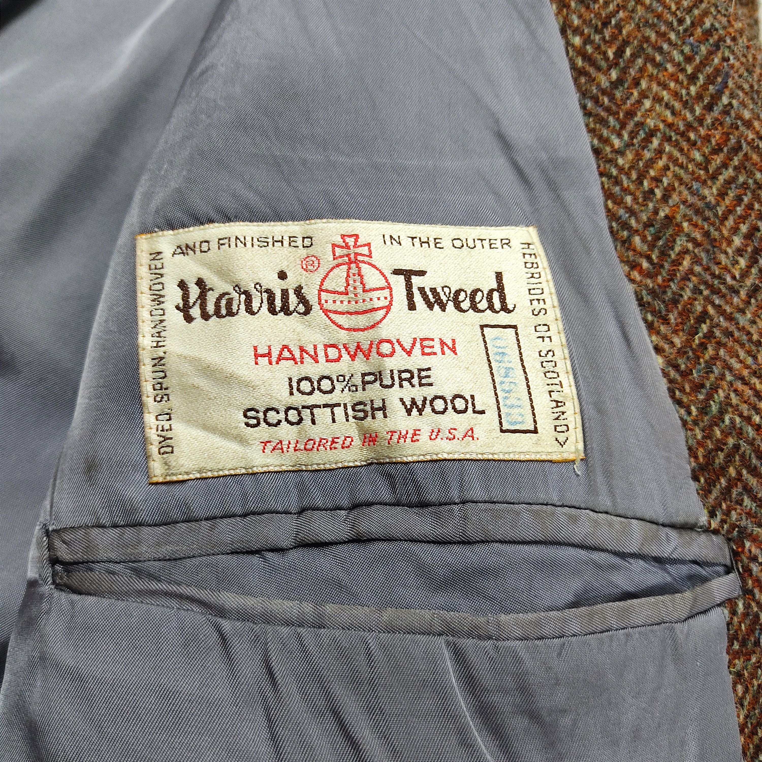 Harris Tweed Vintage 70s HARRIS TWEED Scottish Wool Blazer Jacket Size 44L - 8 Thumbnail