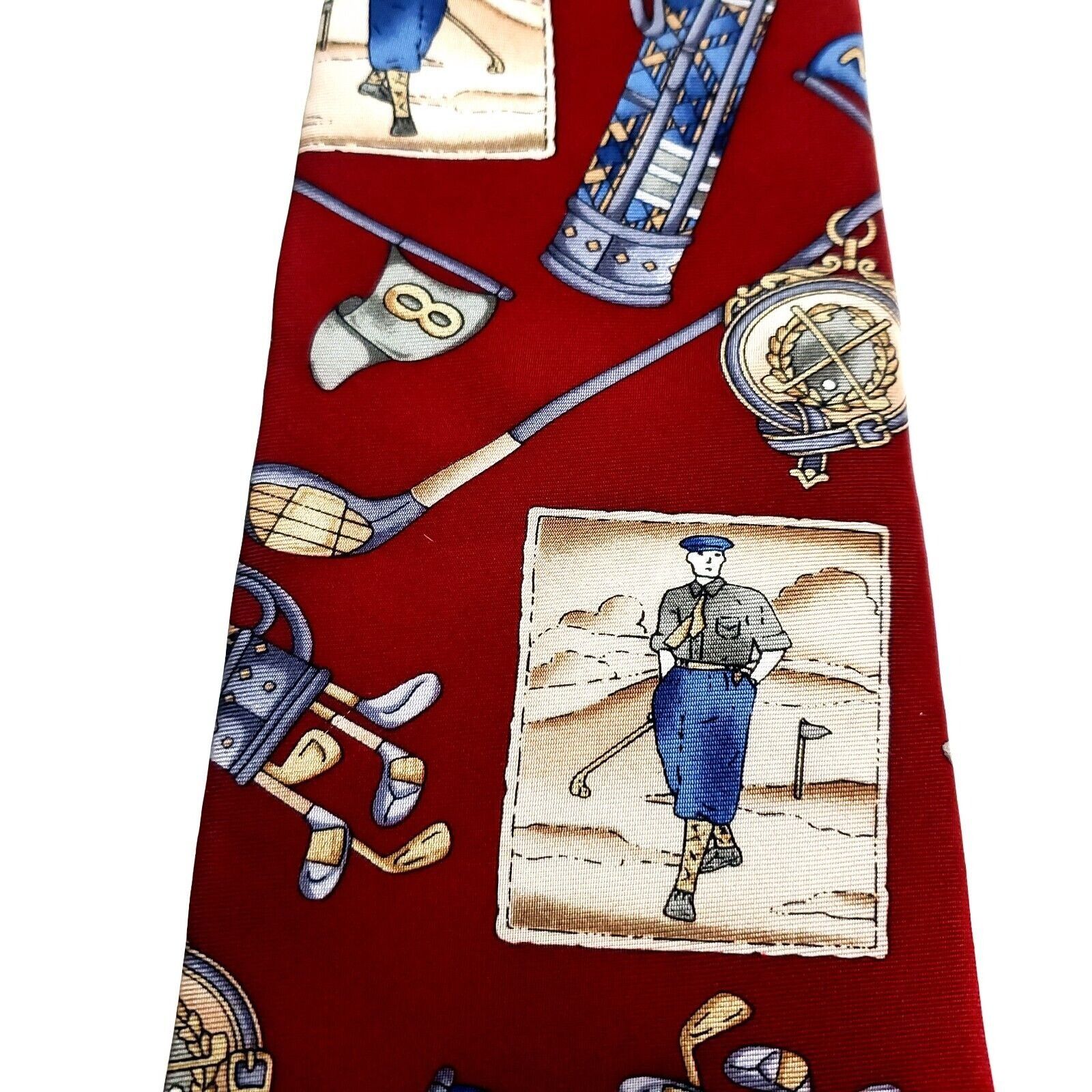 Oscar De La Renta Oscar De La Renta Silk Tie Print Red Golf Novelty Short Wide Size ONE SIZE - 2 Thumbnail