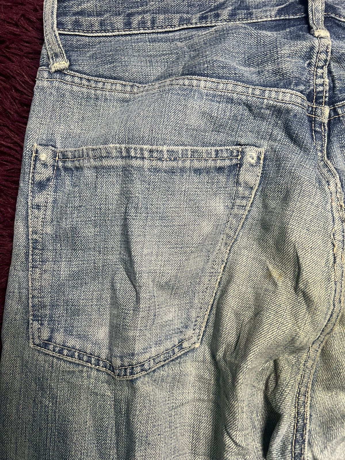 OMNIGOD VTG OMNIGOD Japan Distressed Thrashed Selvage Denim Jean(47) Size US 33 - 11 Thumbnail